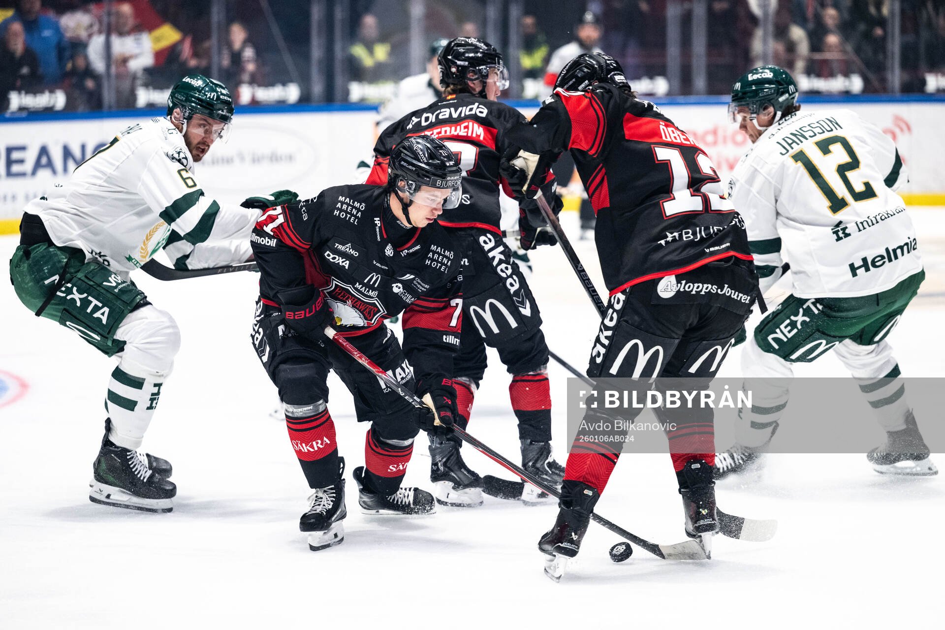 Färjestads Radim Zohorna och …Malmö Redhawks Isac