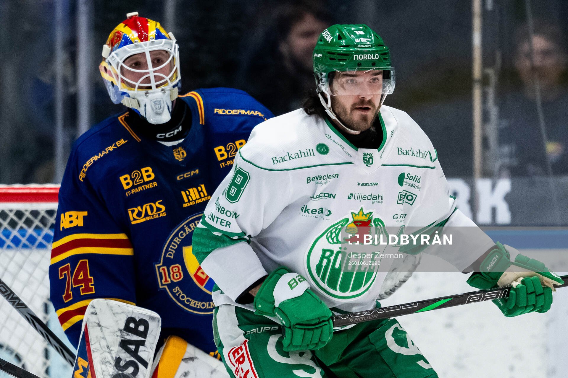 Djurgårdens målvakt Daniel Marmenlind och Rögles Dennis