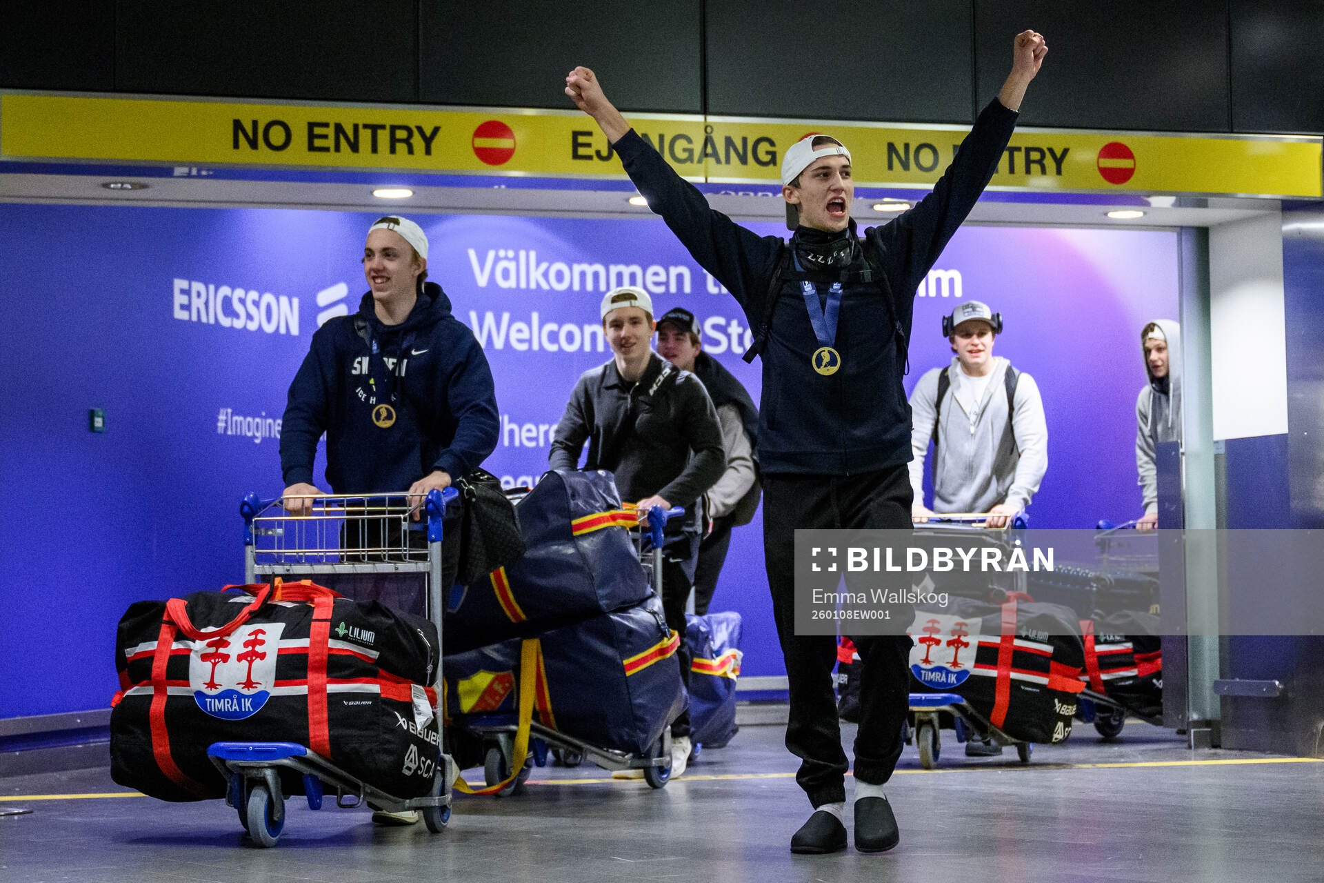 Victor Eklund of Sweden arrive at Arlanda Airport