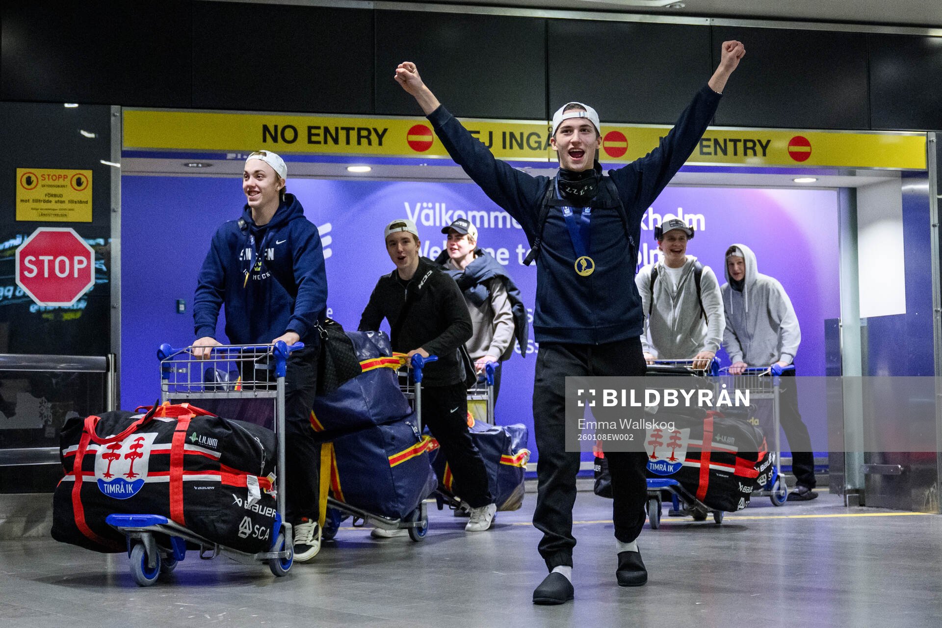 Victor Eklund of Sweden arrive at Arlanda Airport