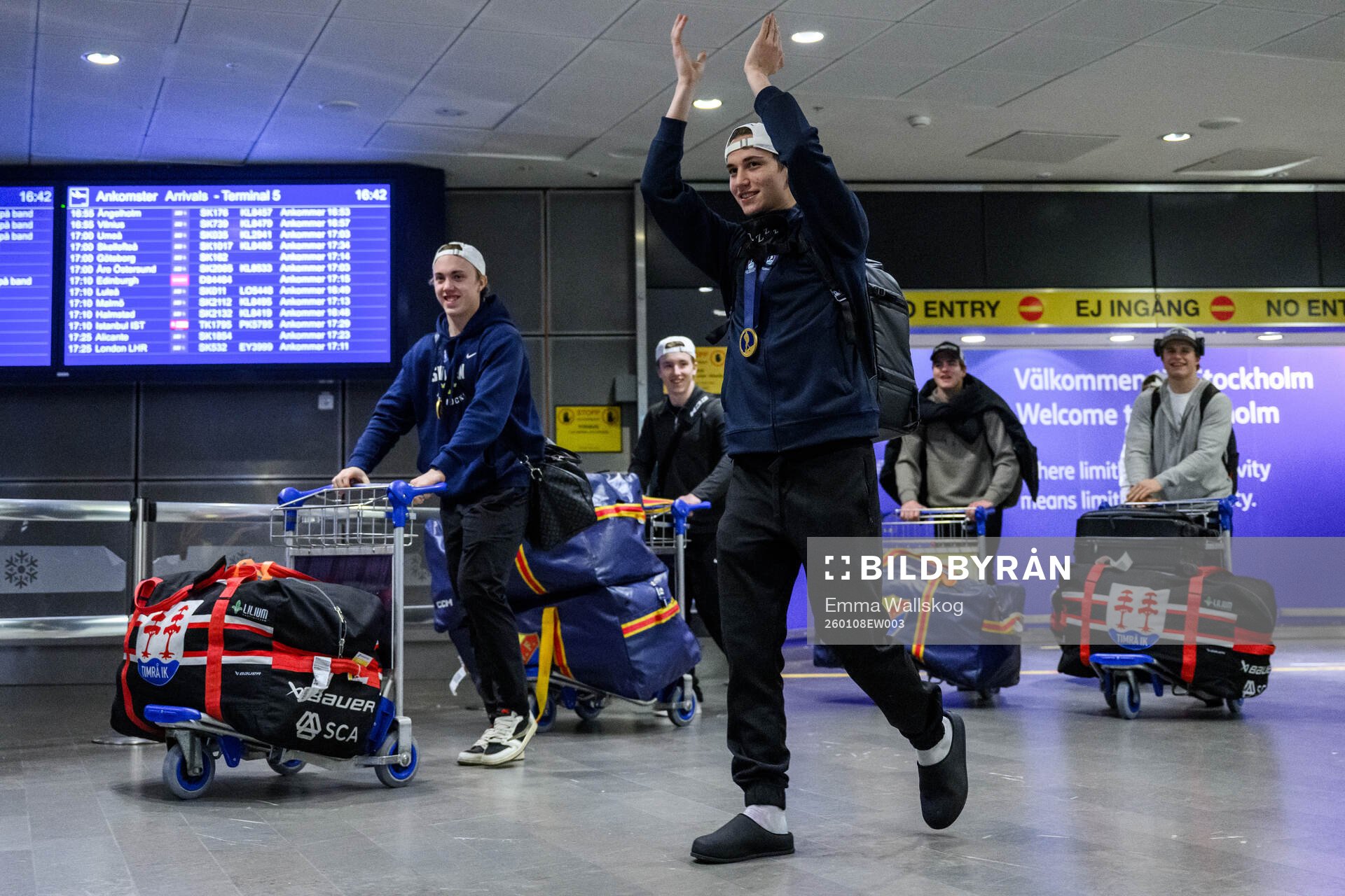 Victor Eklund of Sweden arrive at Arlanda Airport