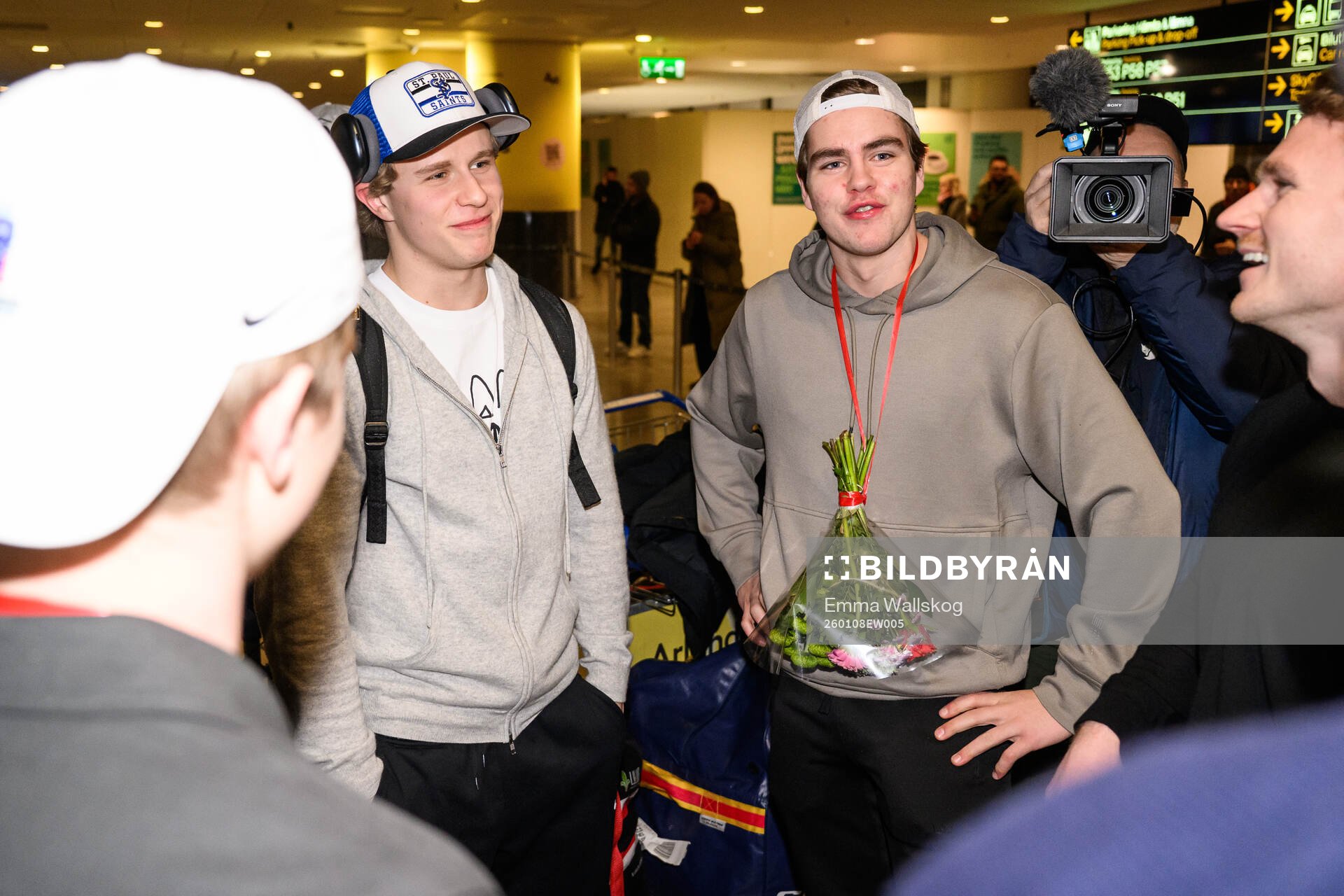 Alfons Freij and Anton Frondell of Sweden arrive at Arlanda