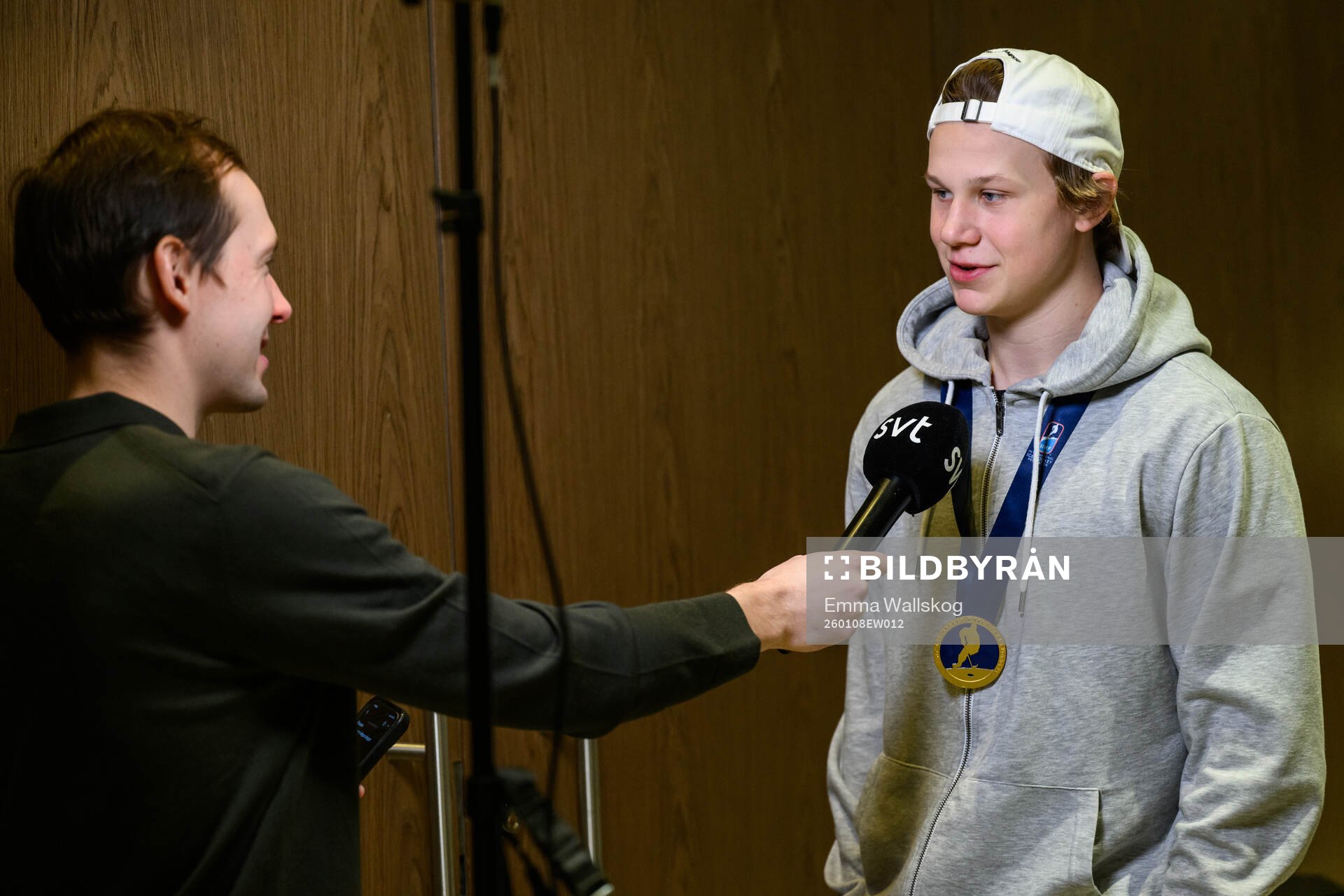 Eddie Genborg of Sweden speaks to media