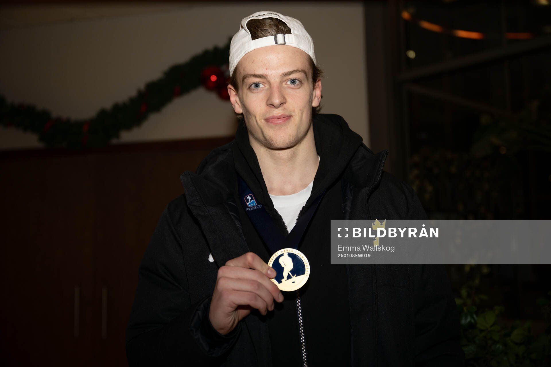Loke Krantz of Sweden poses for a photo with his gold medal