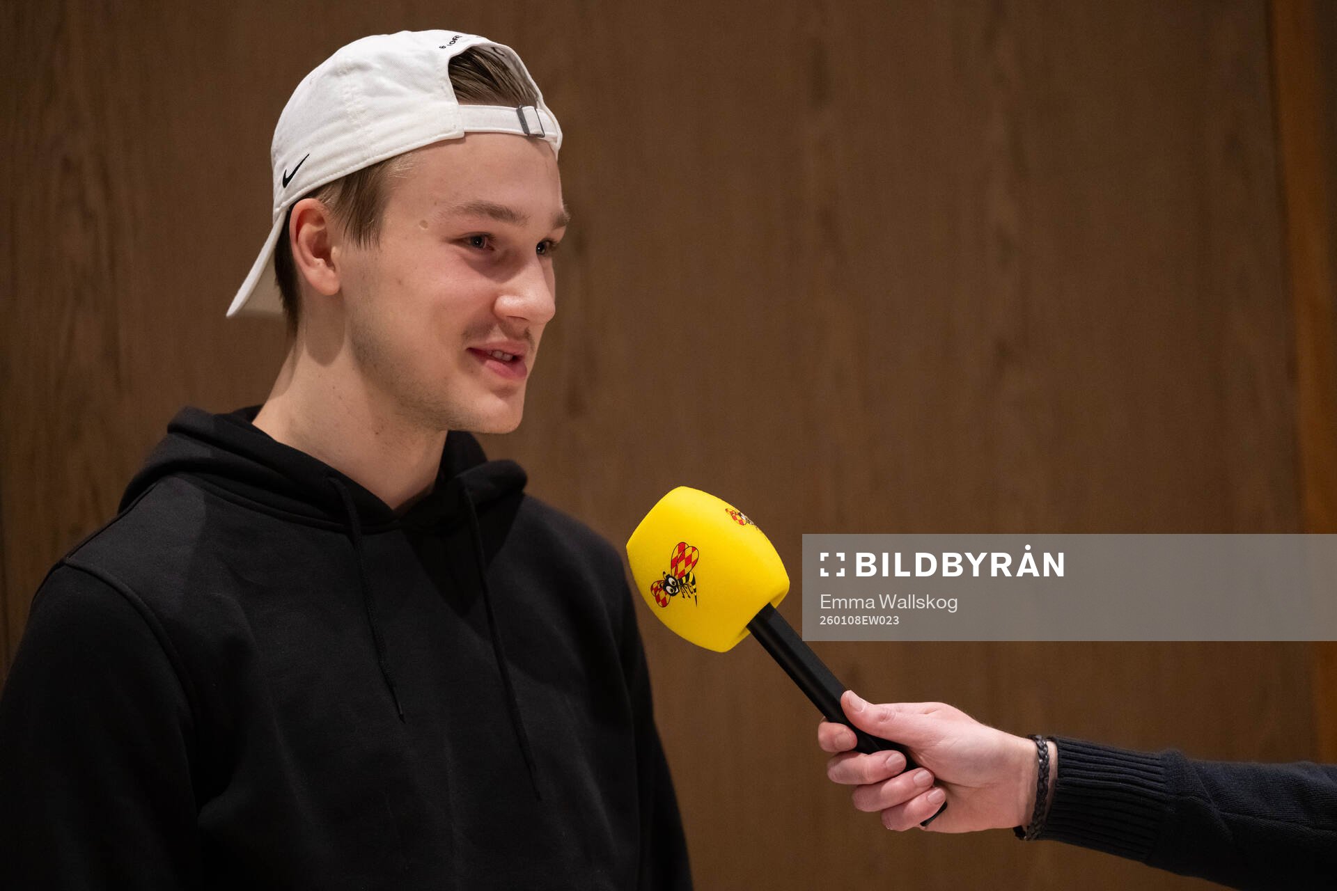 William Håkansson of Sweden is interviewed as he arrives