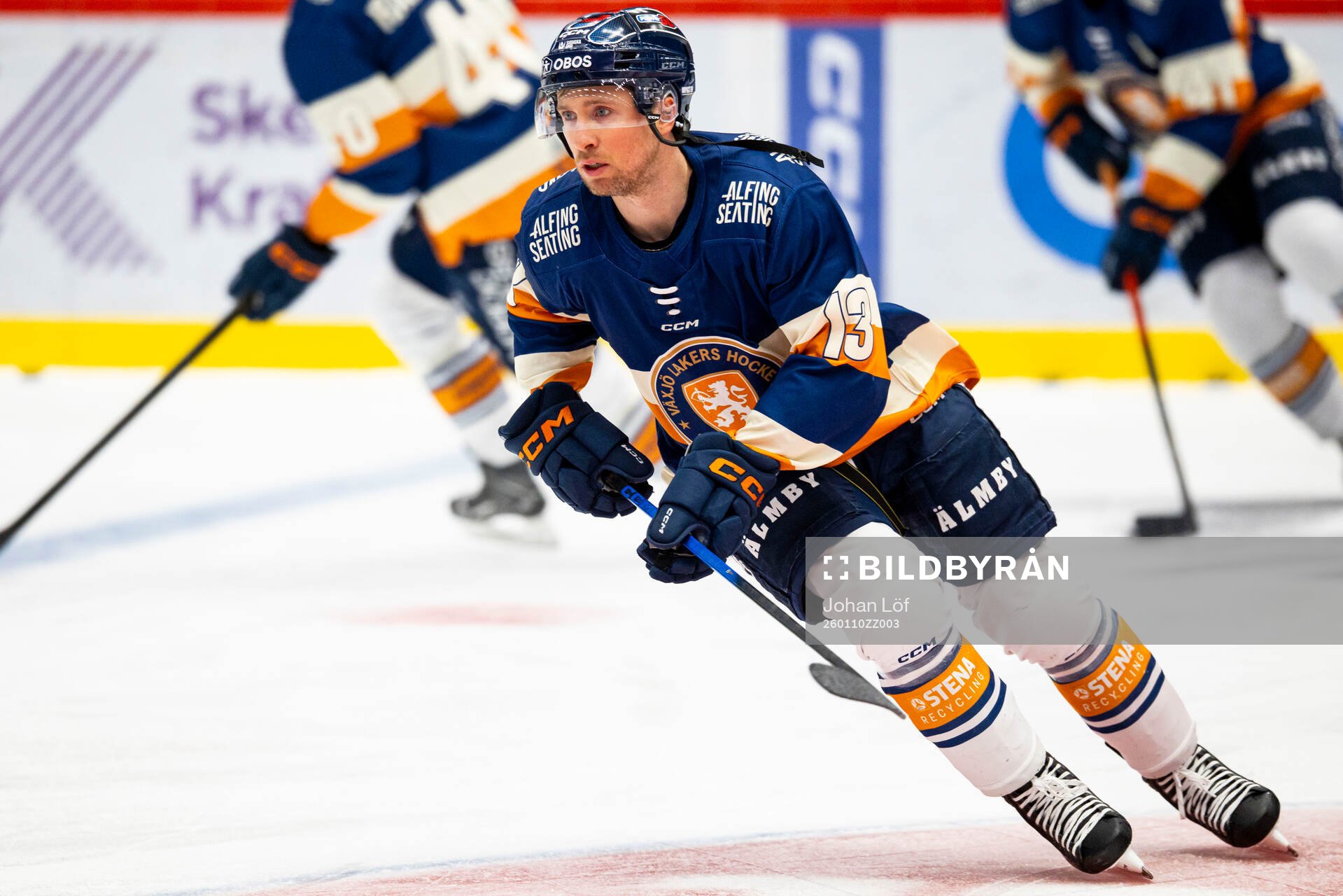 Växjös Dylan Mclaughlin innan ishockeymatchen i SHL