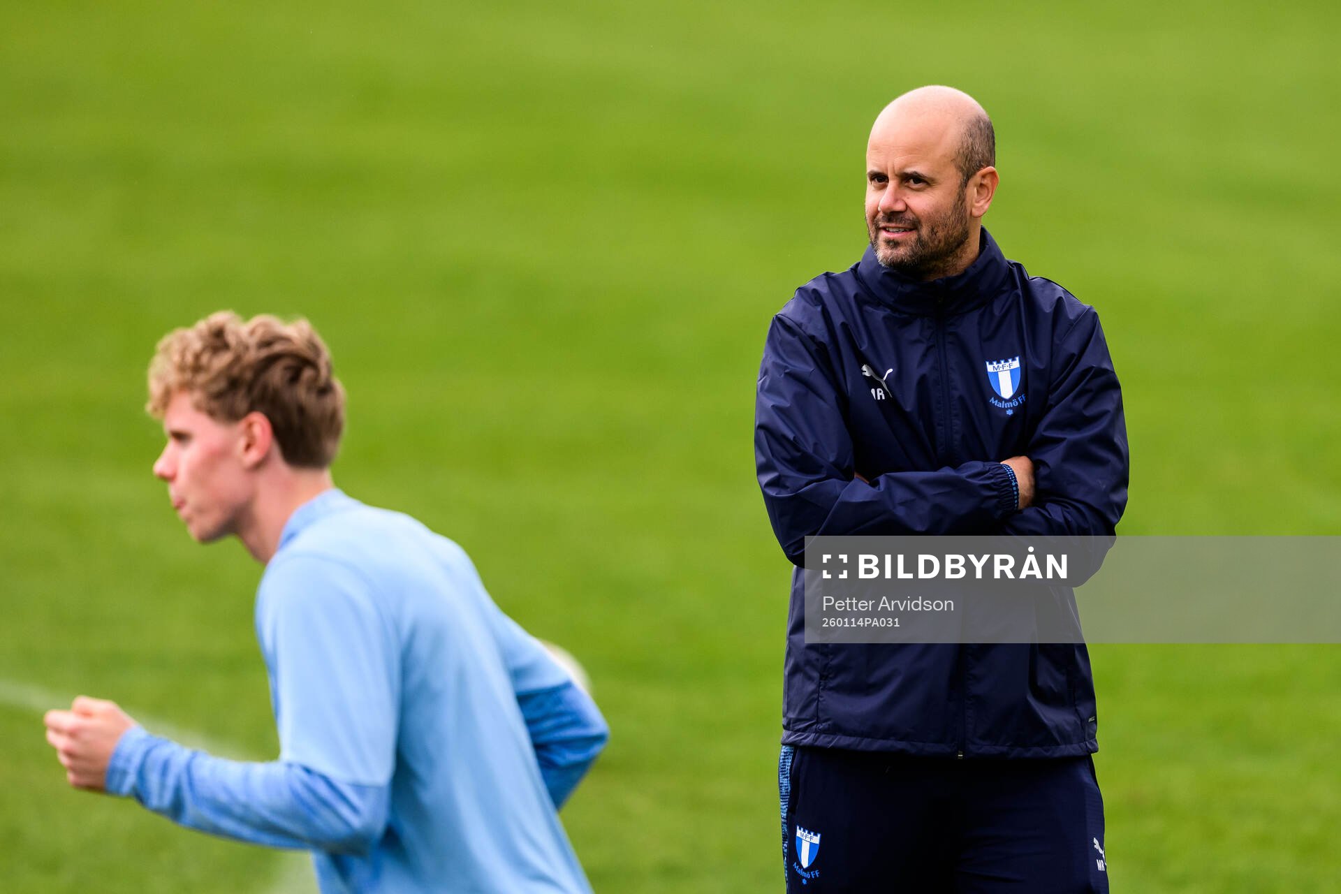Malte Frejd Pålsson och huvudtränare Miguel Angel Ramirez