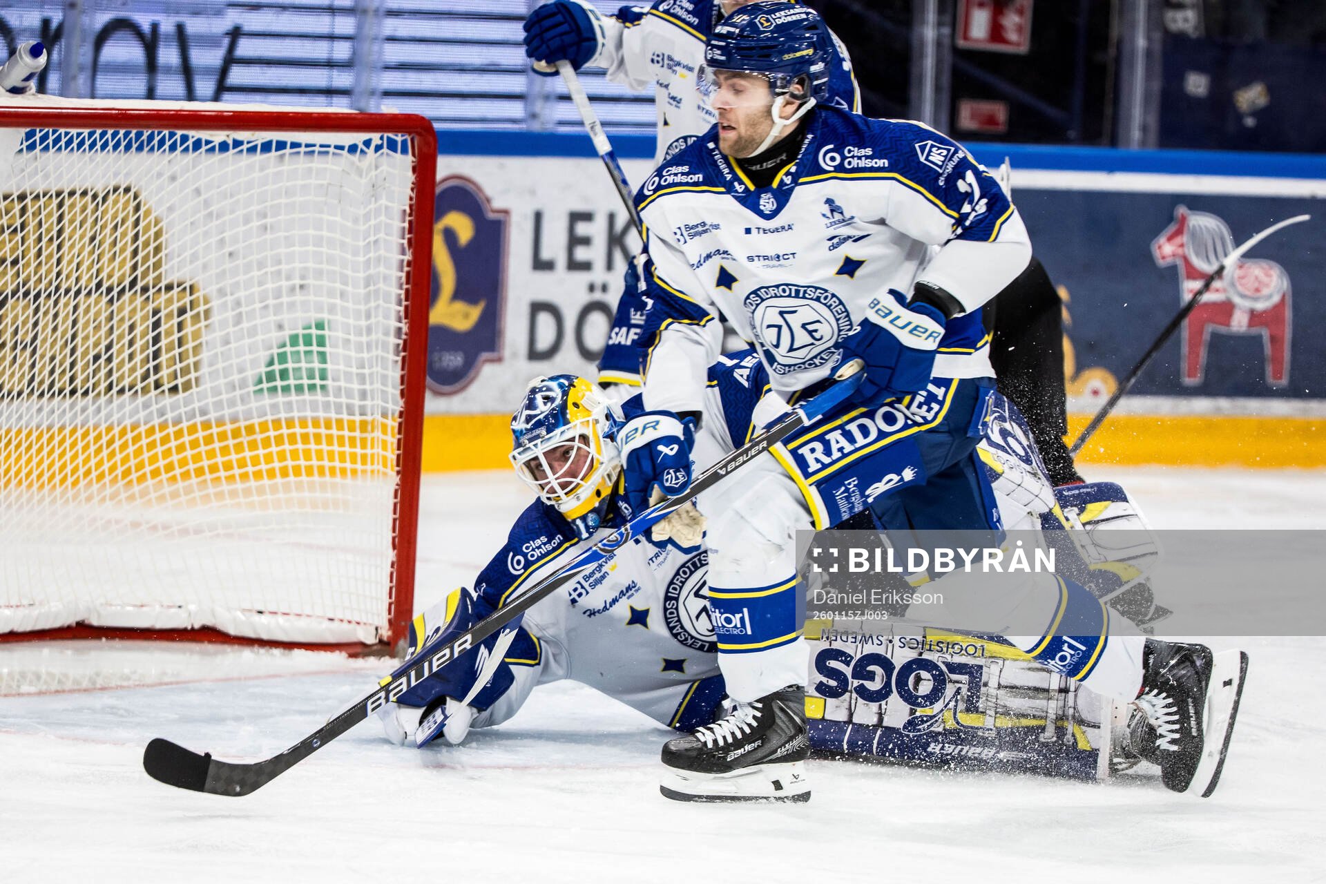 Leksands målvakt Marcus Gidlöf och Fred Nilsson