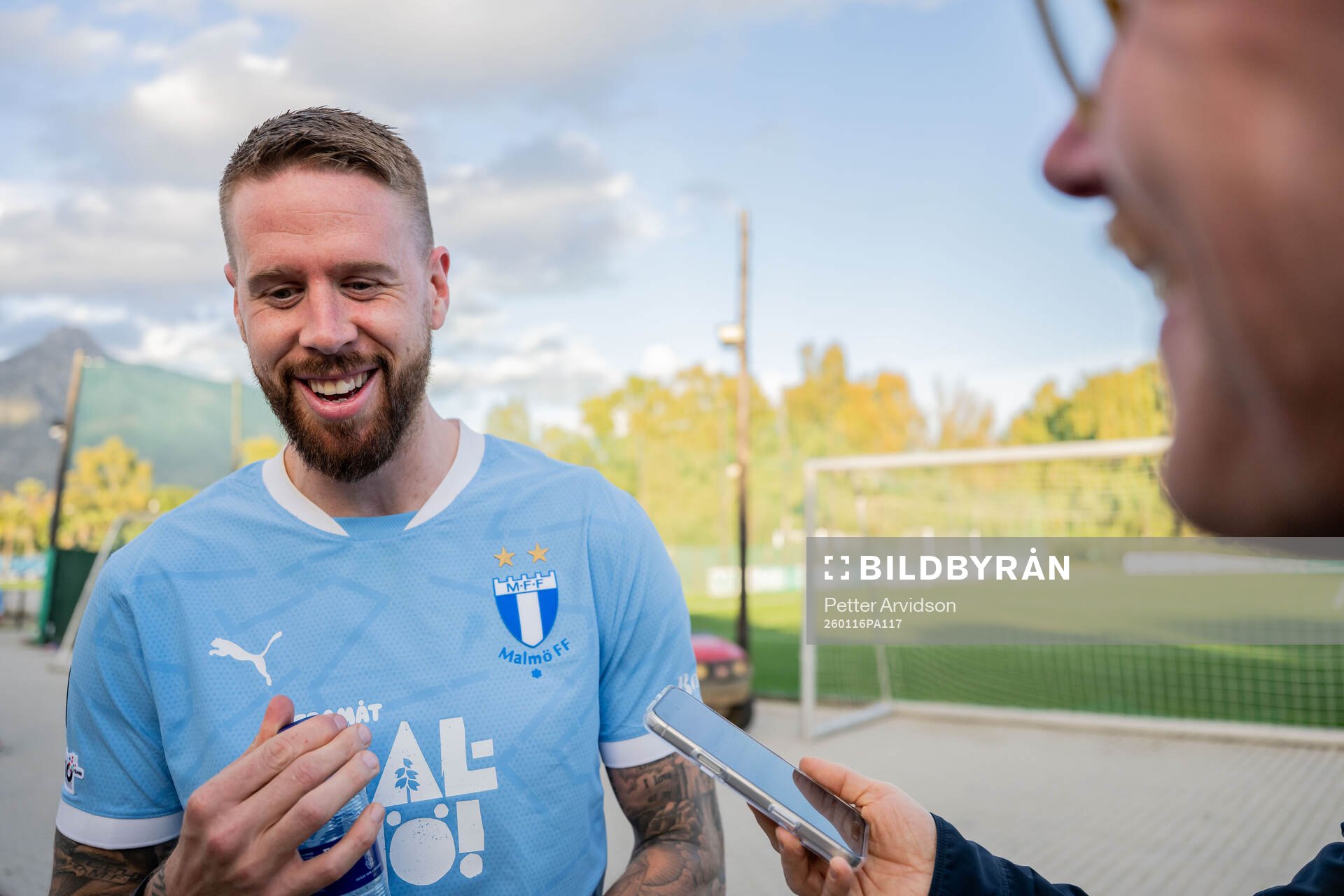 Pontus Jansson of Malmö FF is being interviewed