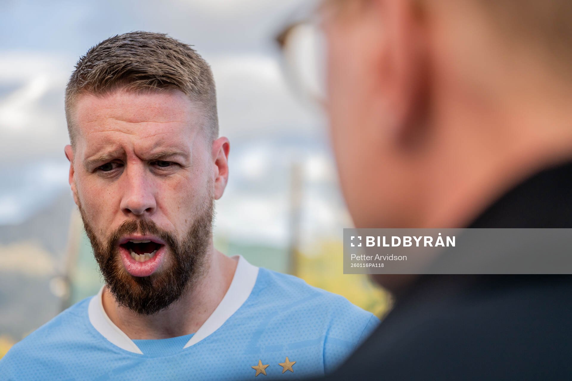 Pontus Jansson of Malmö FF is being interviewed