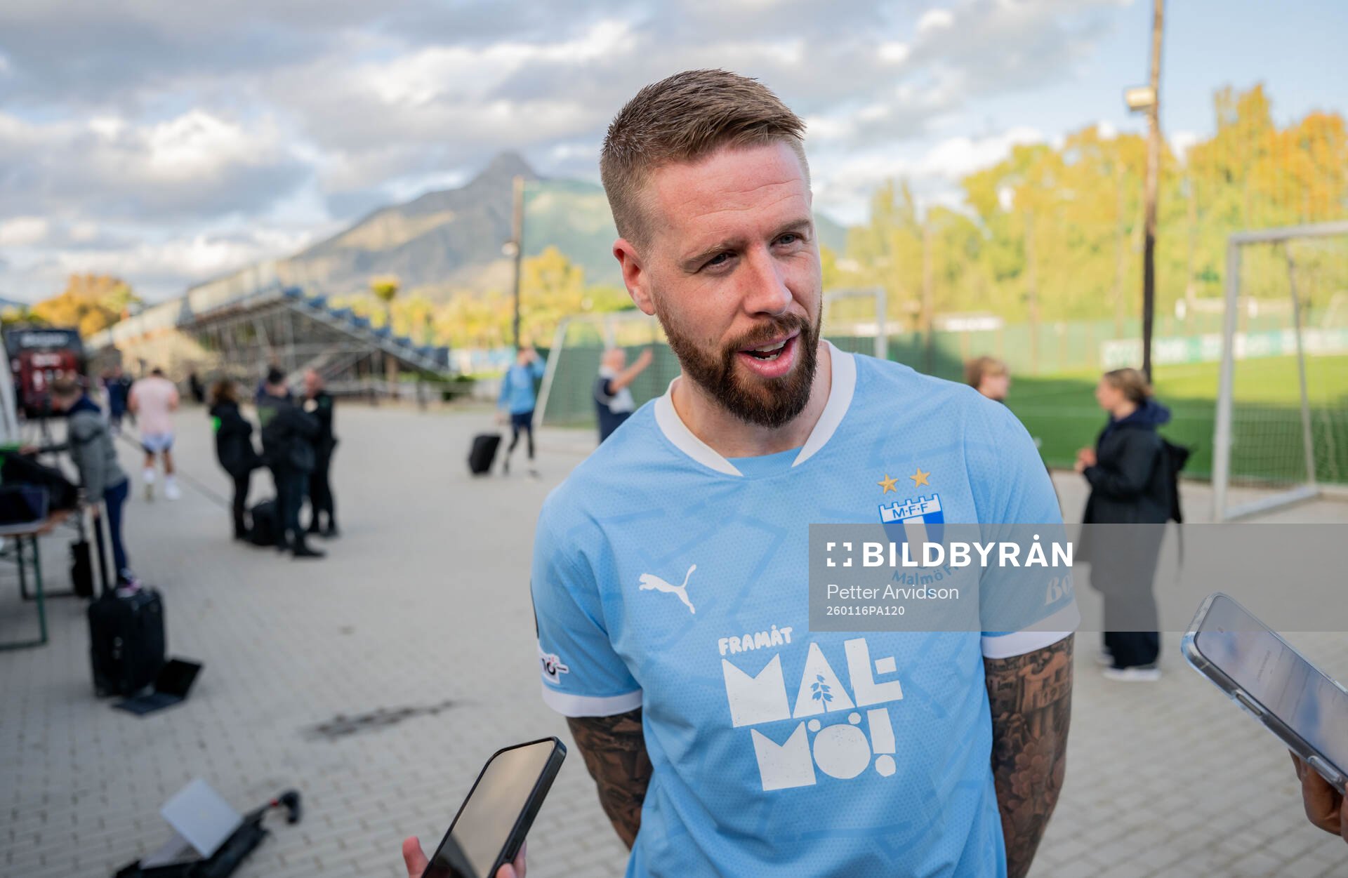 Pontus Jansson of Malmö FF is being interviewed