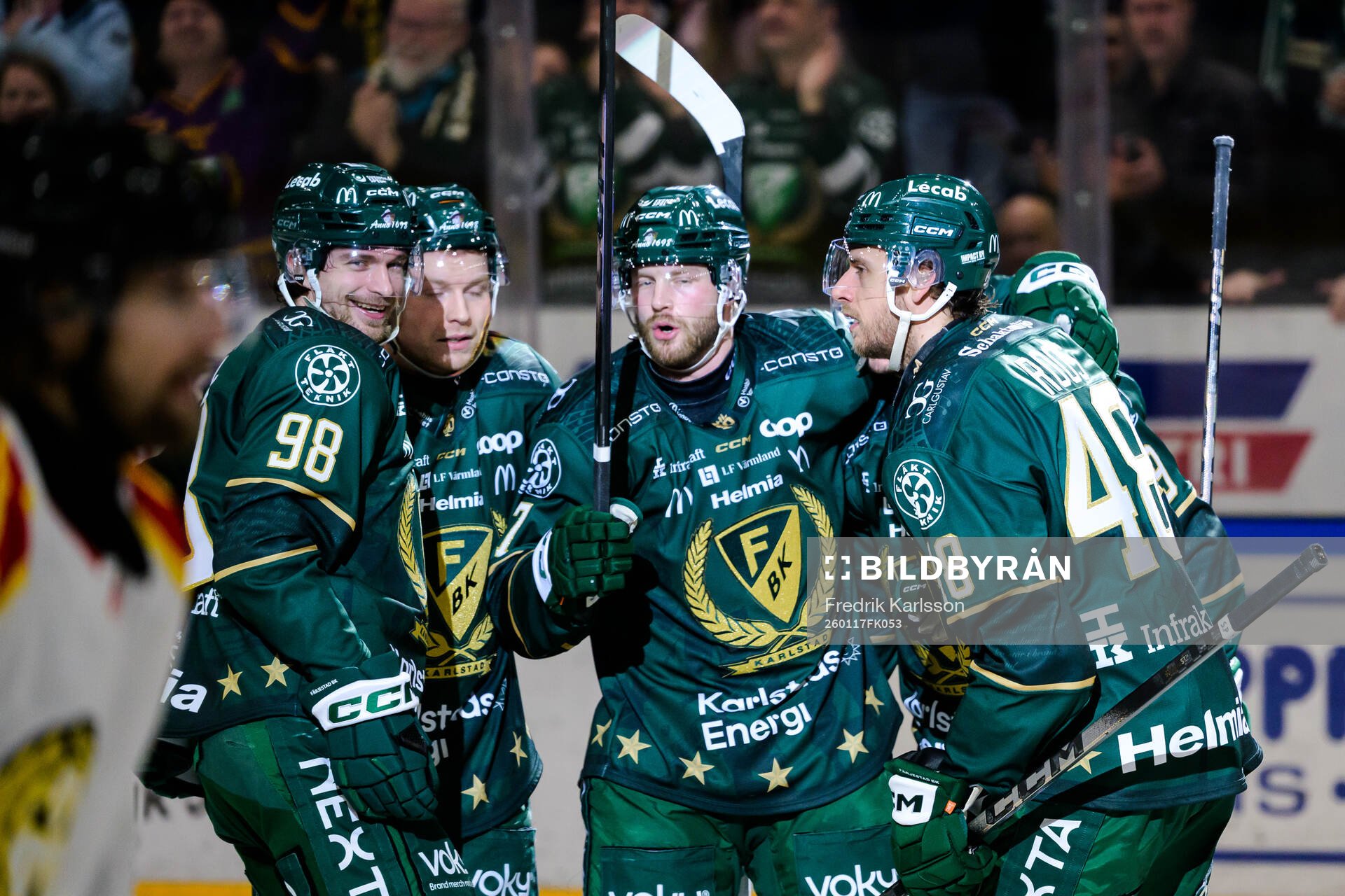 Färjestads Marian Studenic, Oskar Steen, Axel Bergkvist,