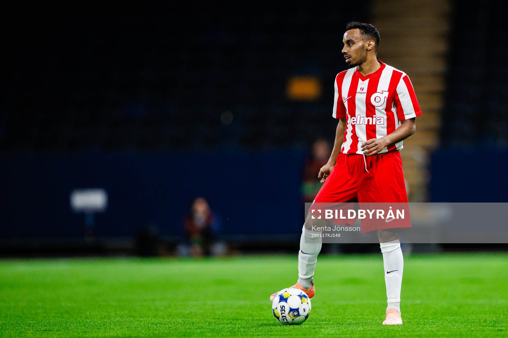 Degerfors Bilal Husseinunder träningsmatchen i fotboll