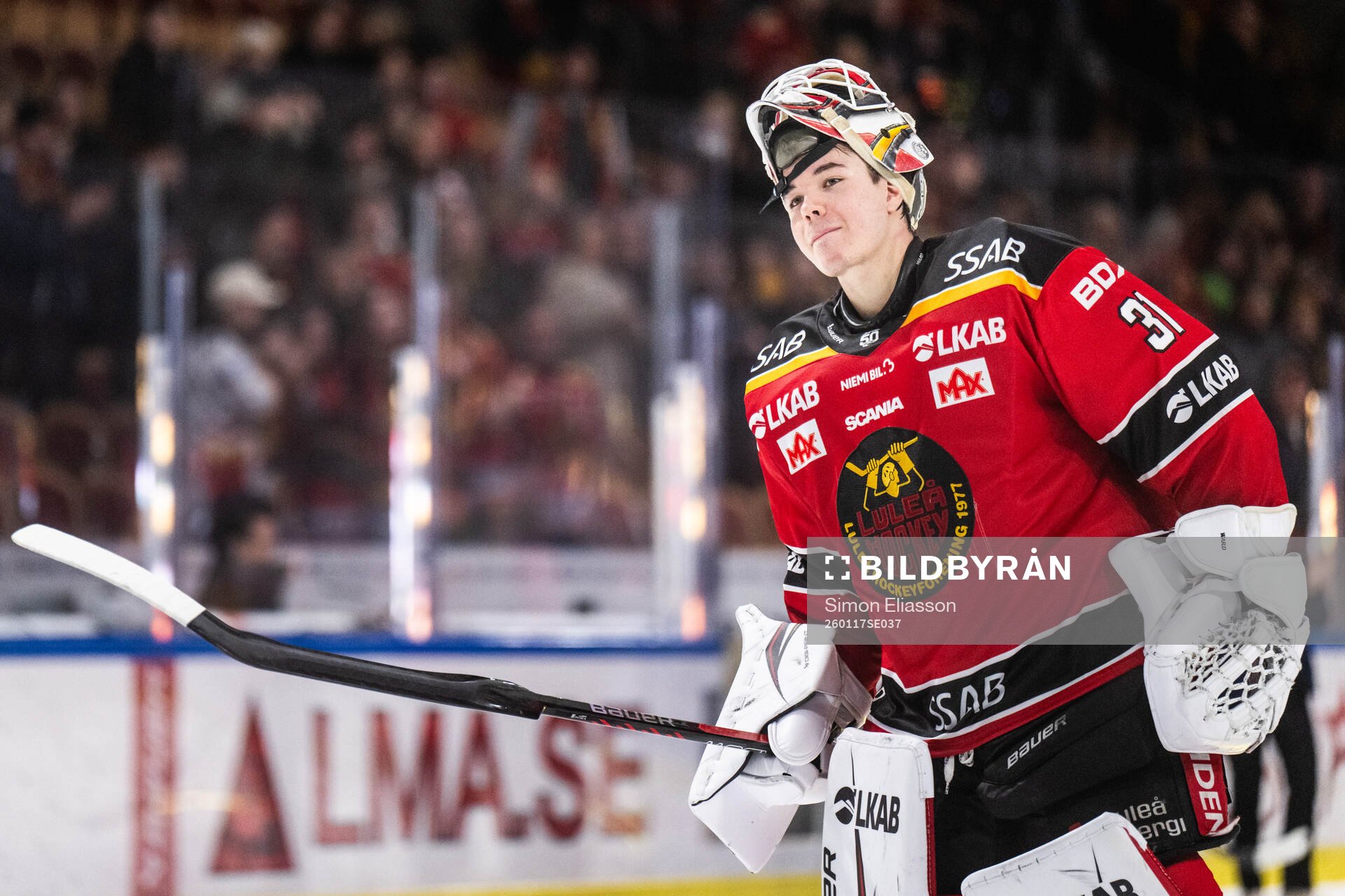 Luleås målvakt Matteus Ward jublar