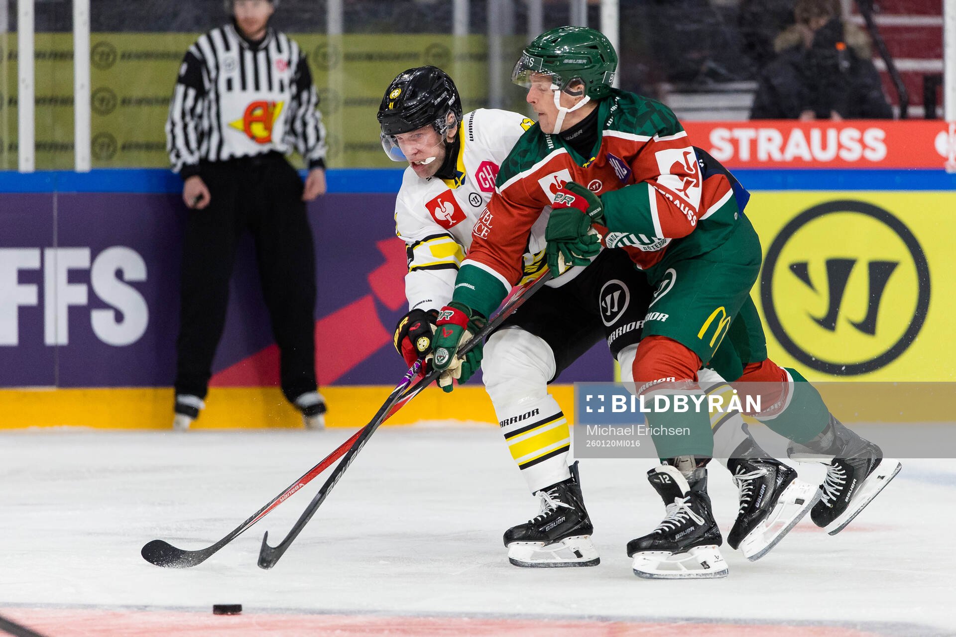 Greg Scott of Brynäs and Max Friberg of Frölunda