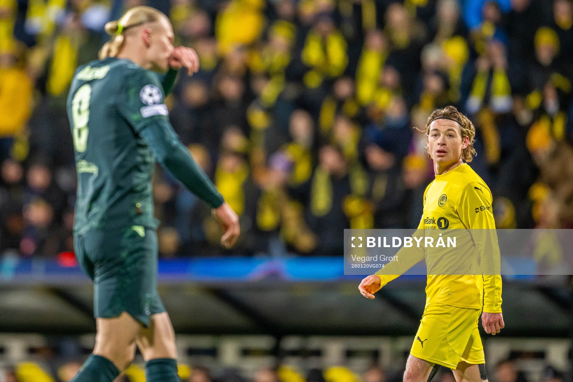 Patrick Berg of Bodø/Glimt and Erling Braut Haaland of