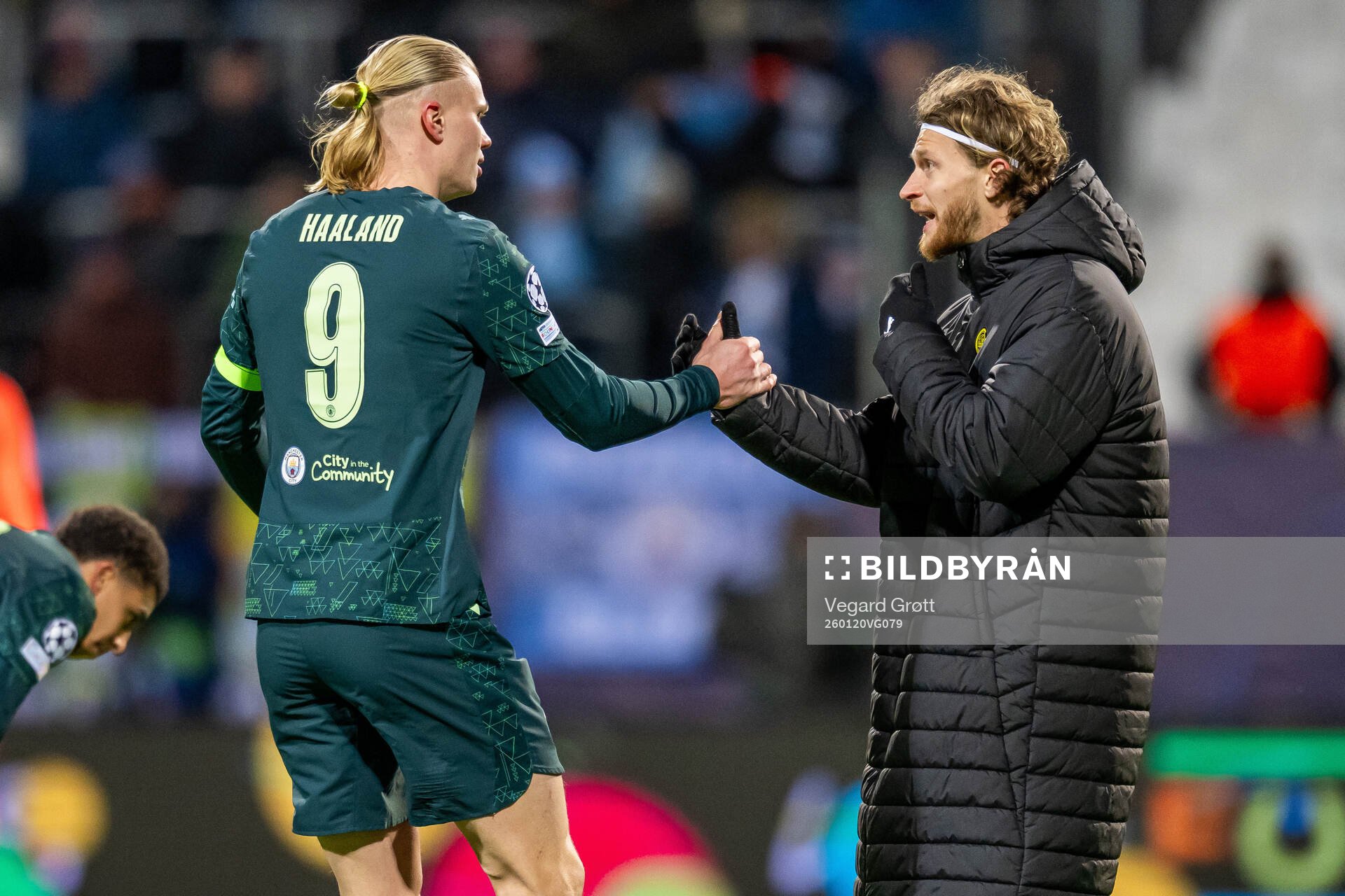 Erling Braut Haaland of Manchester City and Kasper Høgh of