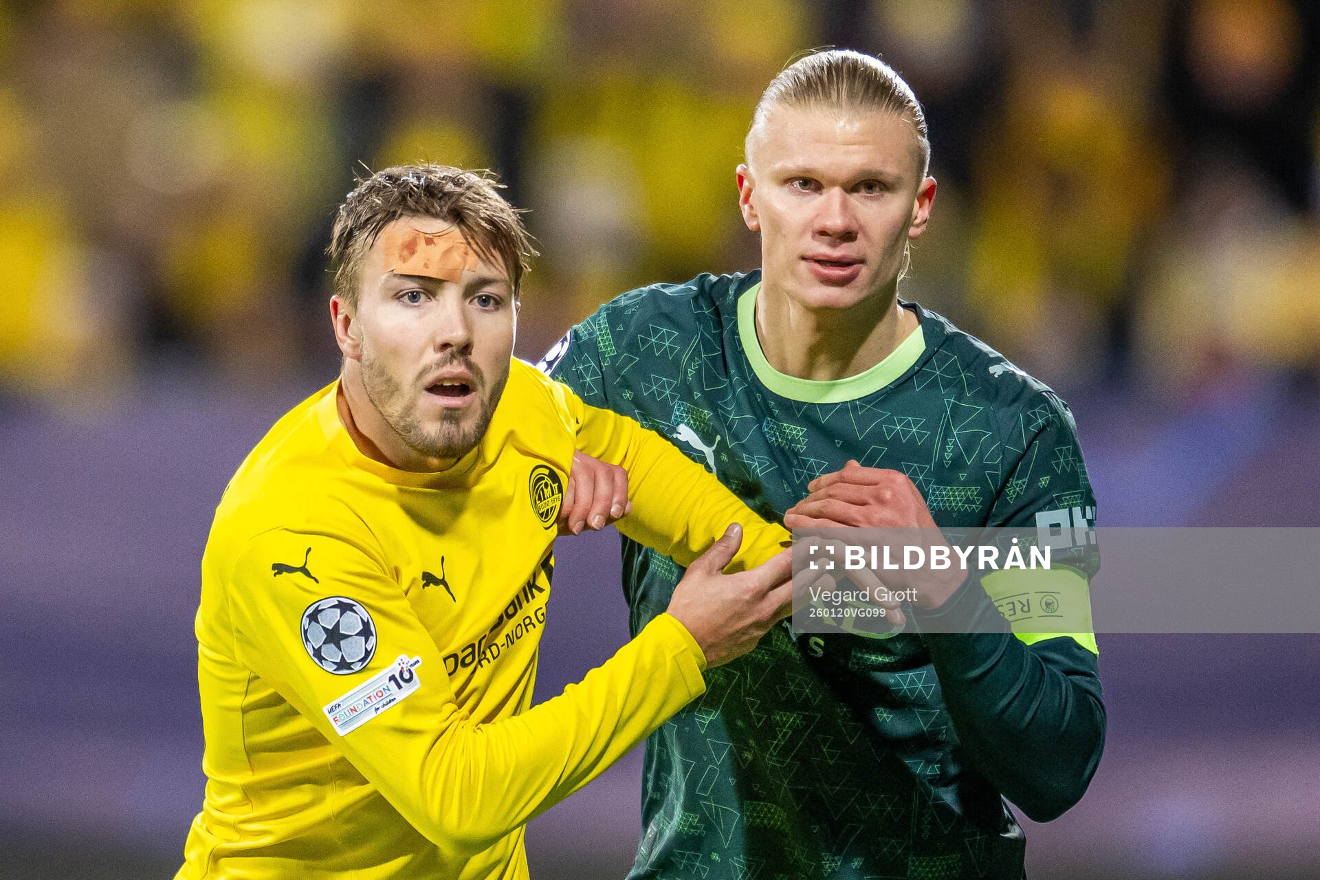 Fredrik André Bjørkan of Bodø/Glimt and Erling Braut