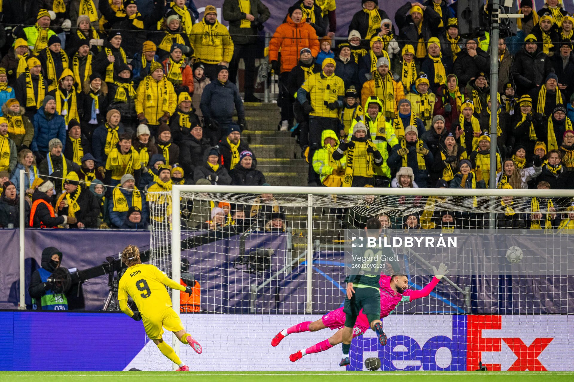 Kasper Høgh of Bodø/Glimt scores the 2-0 goal behind