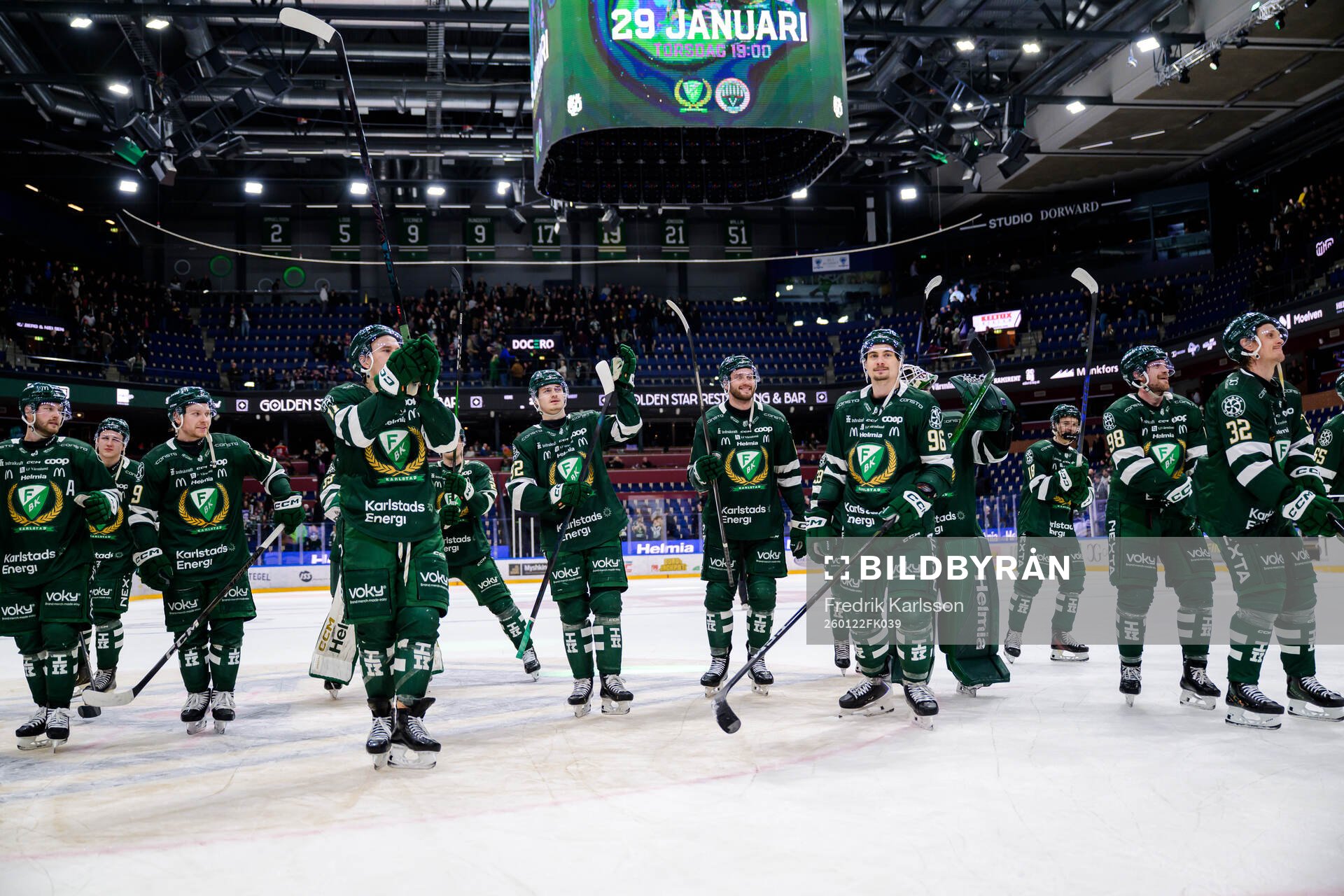 Färjestads spelare jublar