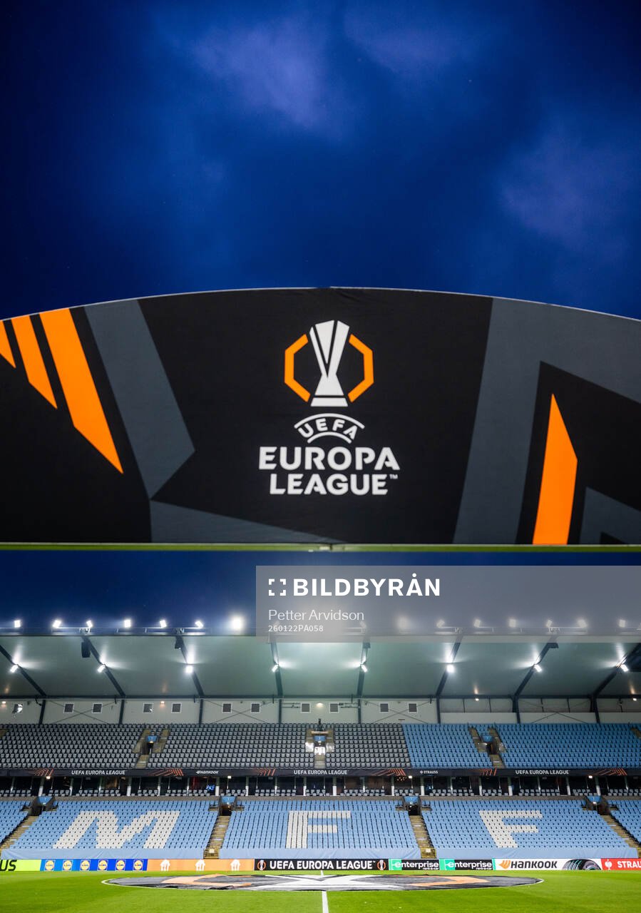 General view of UEFA Europa League sign and Eleda Stadion