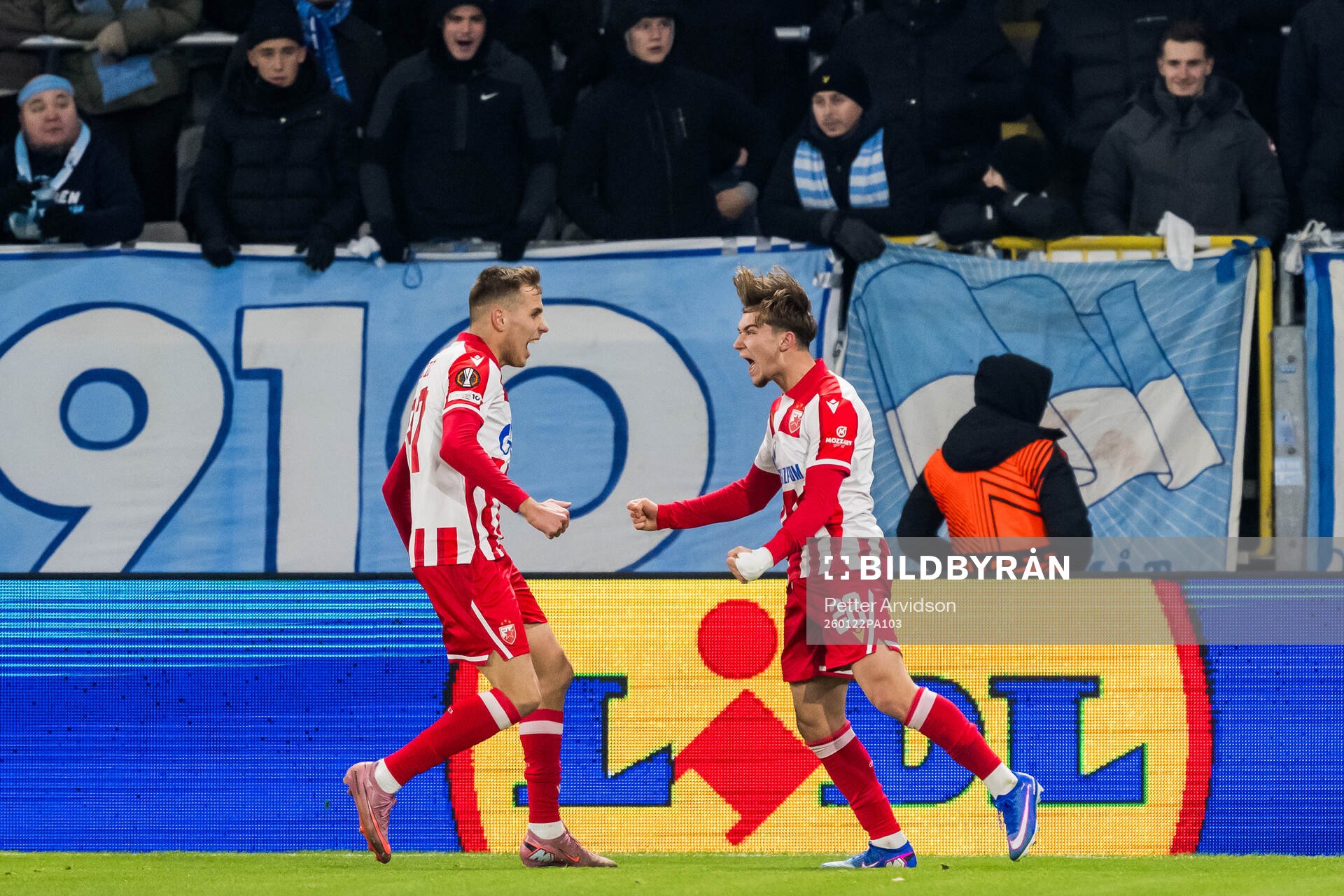 Vladimir Lucic and Vasilije Kostov of Crvena Zvezda