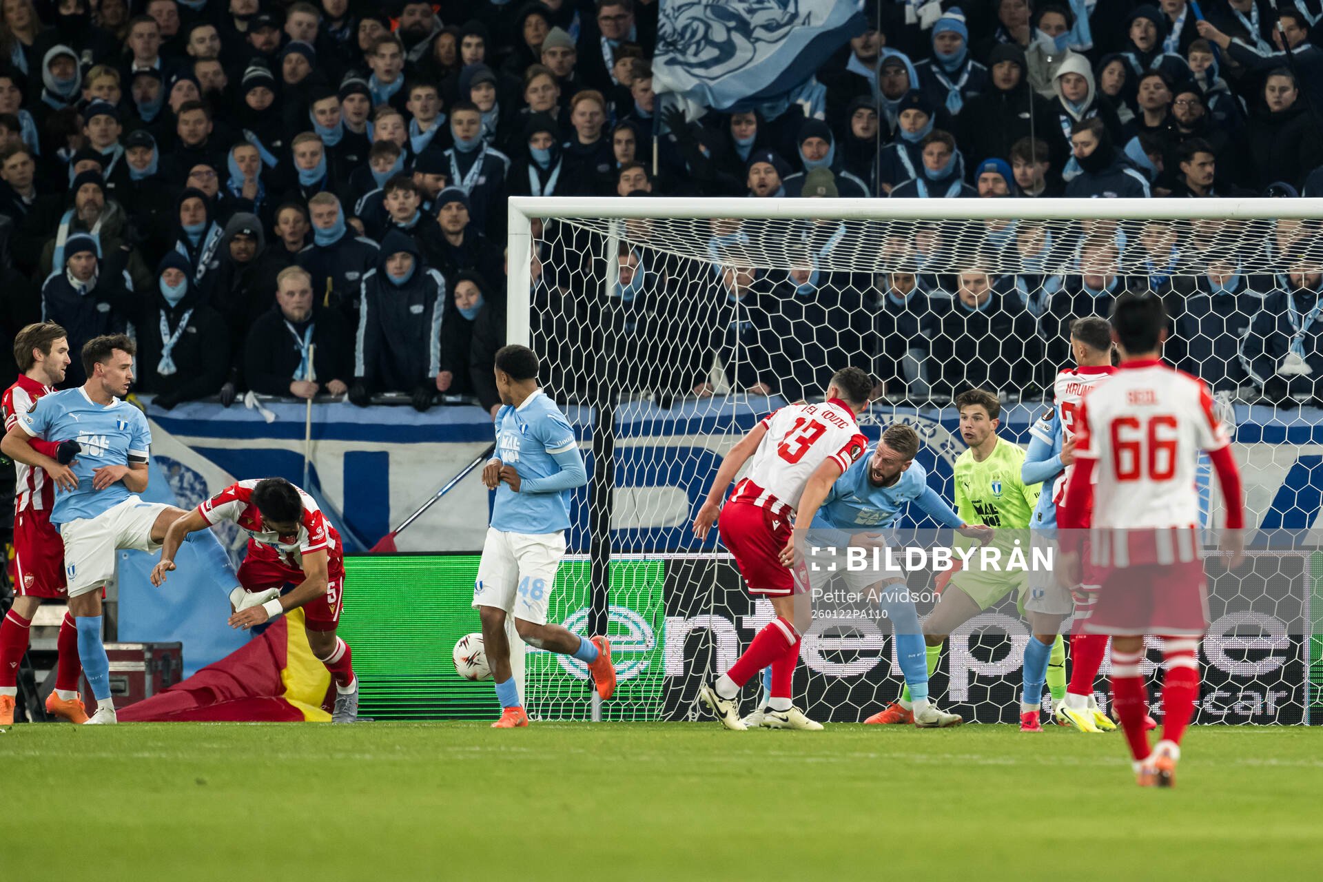 Pontus Jansson and goalkeeper Melker Ellborg of Malmö FF