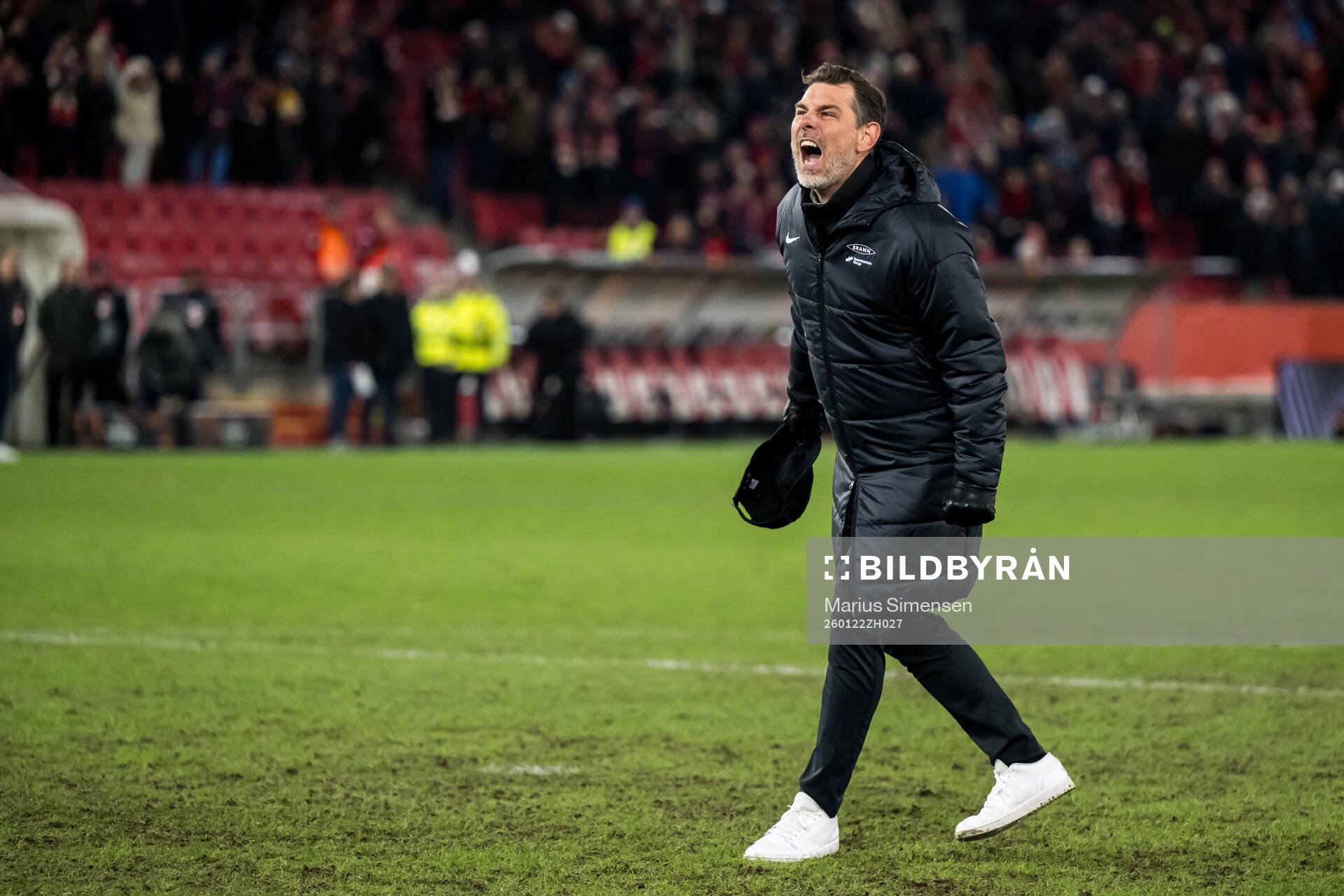 Head coach Freyr Alexandersson of Brann celebrates