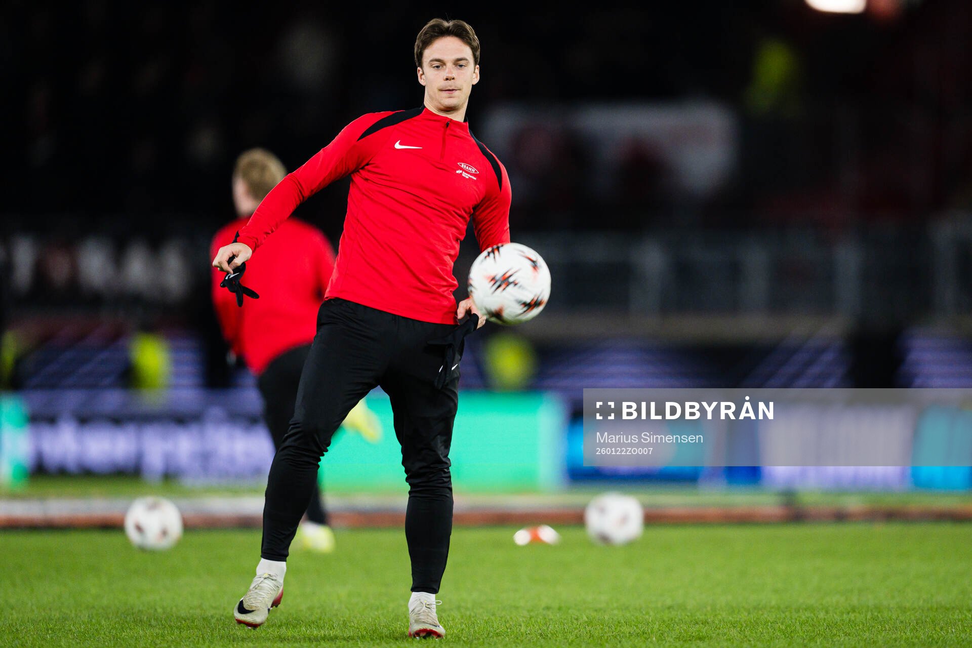 Felix Horn Myhre of Brann warms up