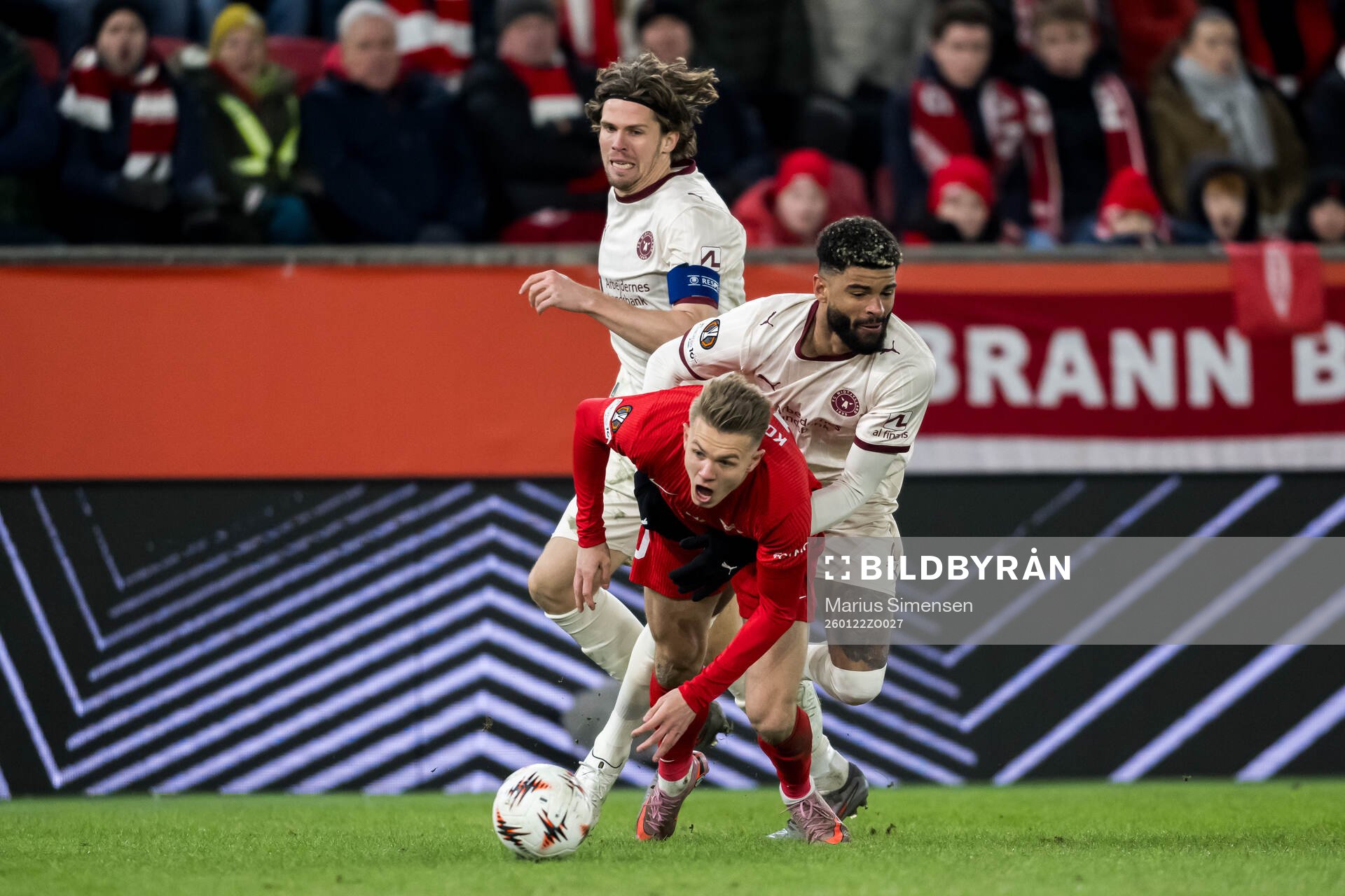 Emil Kornvig of Brann and Philip Billing of Midtjylland