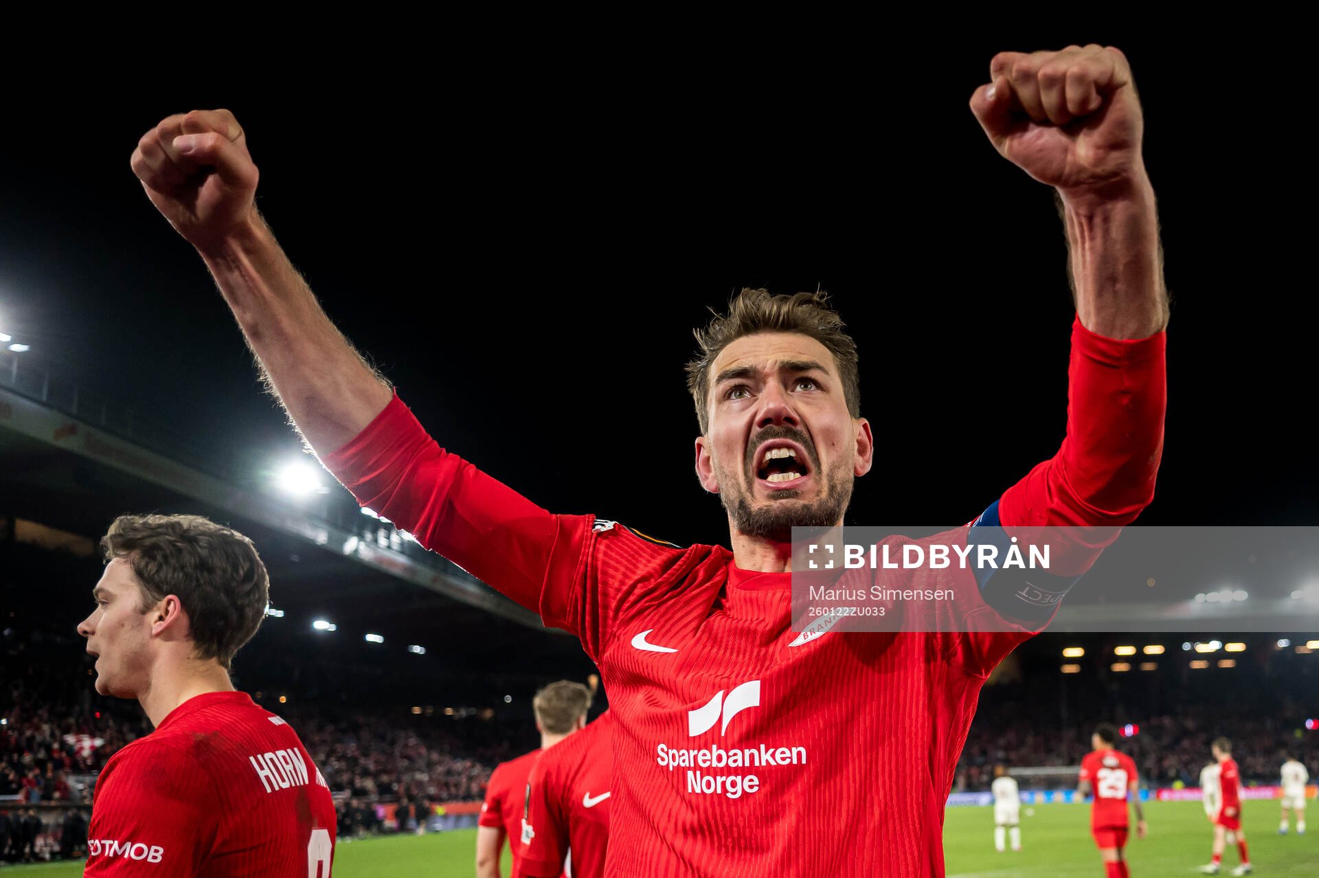 Fredrik Pallesen Knudsen of Brann celebrates