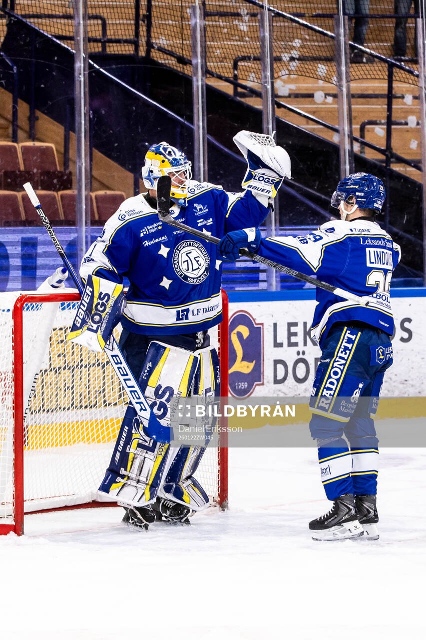 Leksands målvakt Marcus Gidlöf och Michael Lindqvist