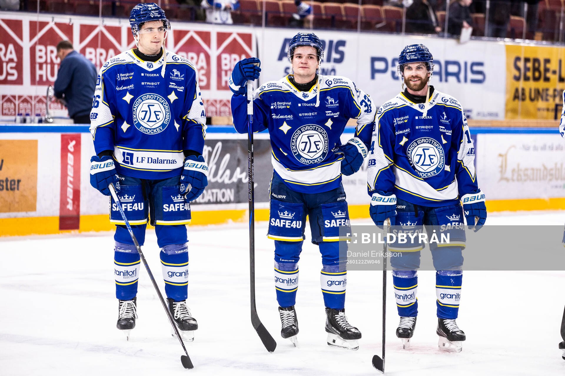 Leksands Stefan Milosevic och Olle Strandell och Oskar Lang