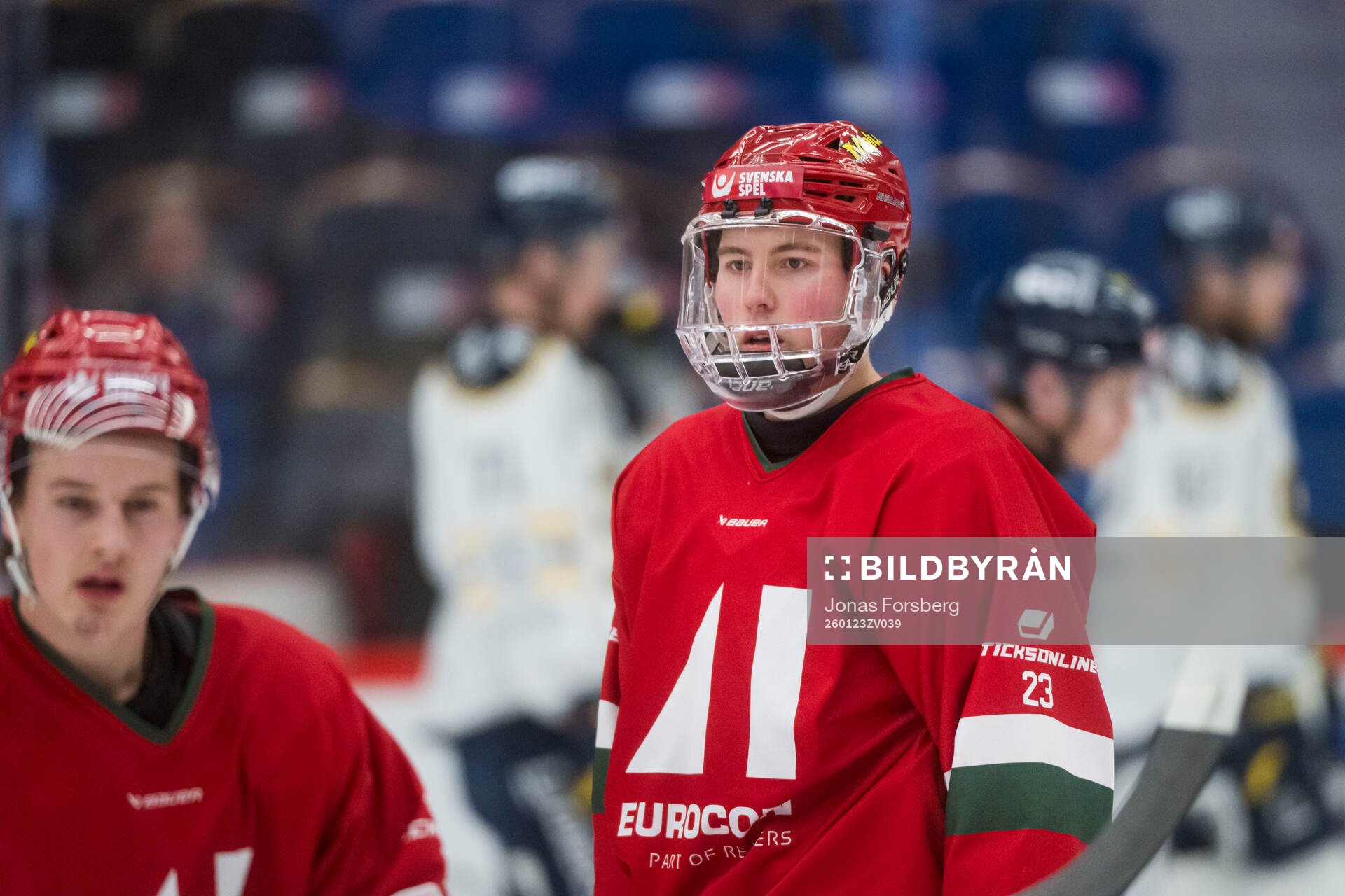 Modos David Granberg innan ishockeymatchen i