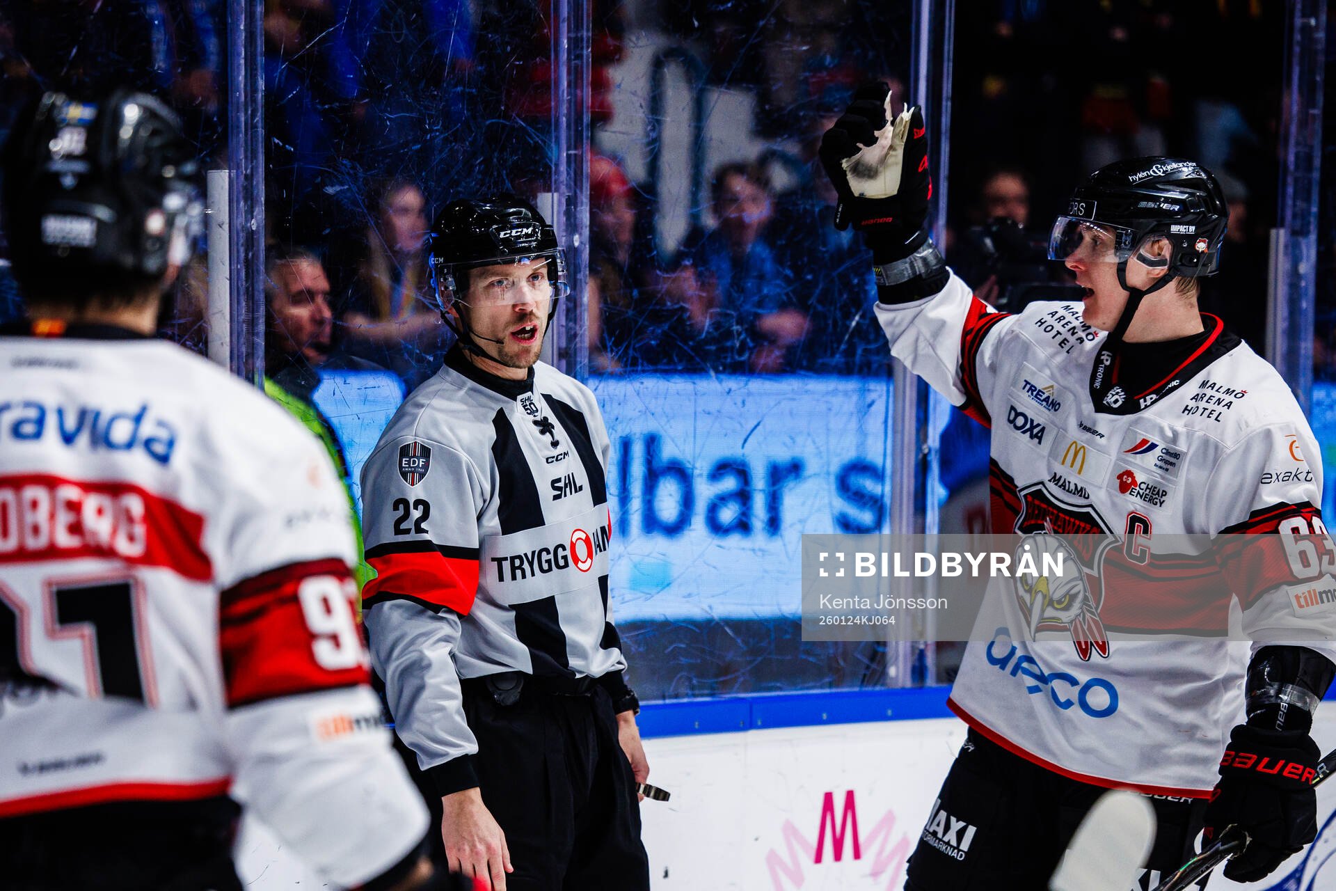 Domare Andreas Harnebring och Malmö Redhawks Fredrik