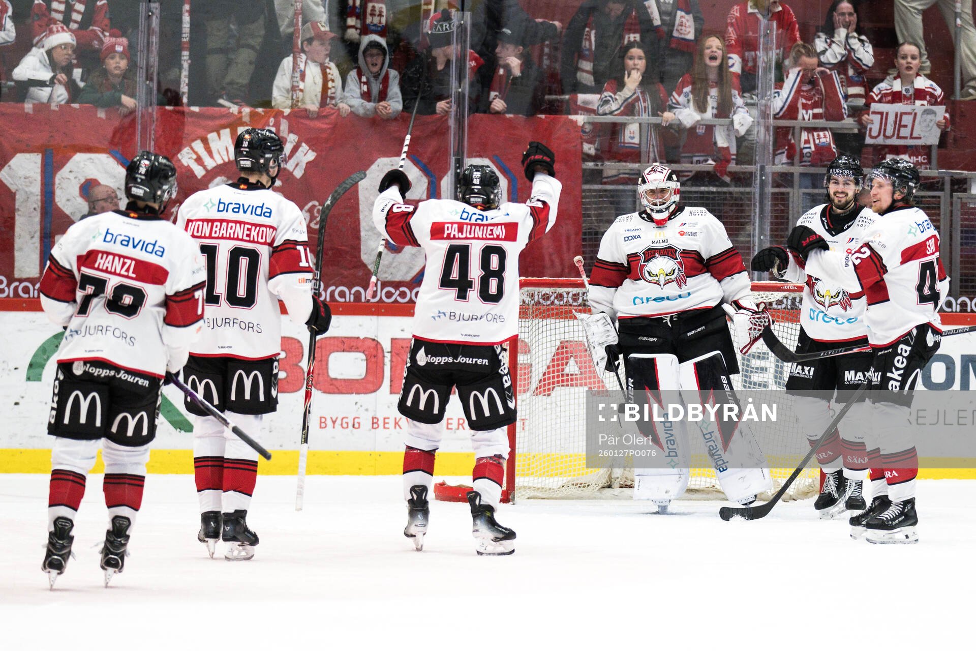 Malmö Redhawks spelare jublar