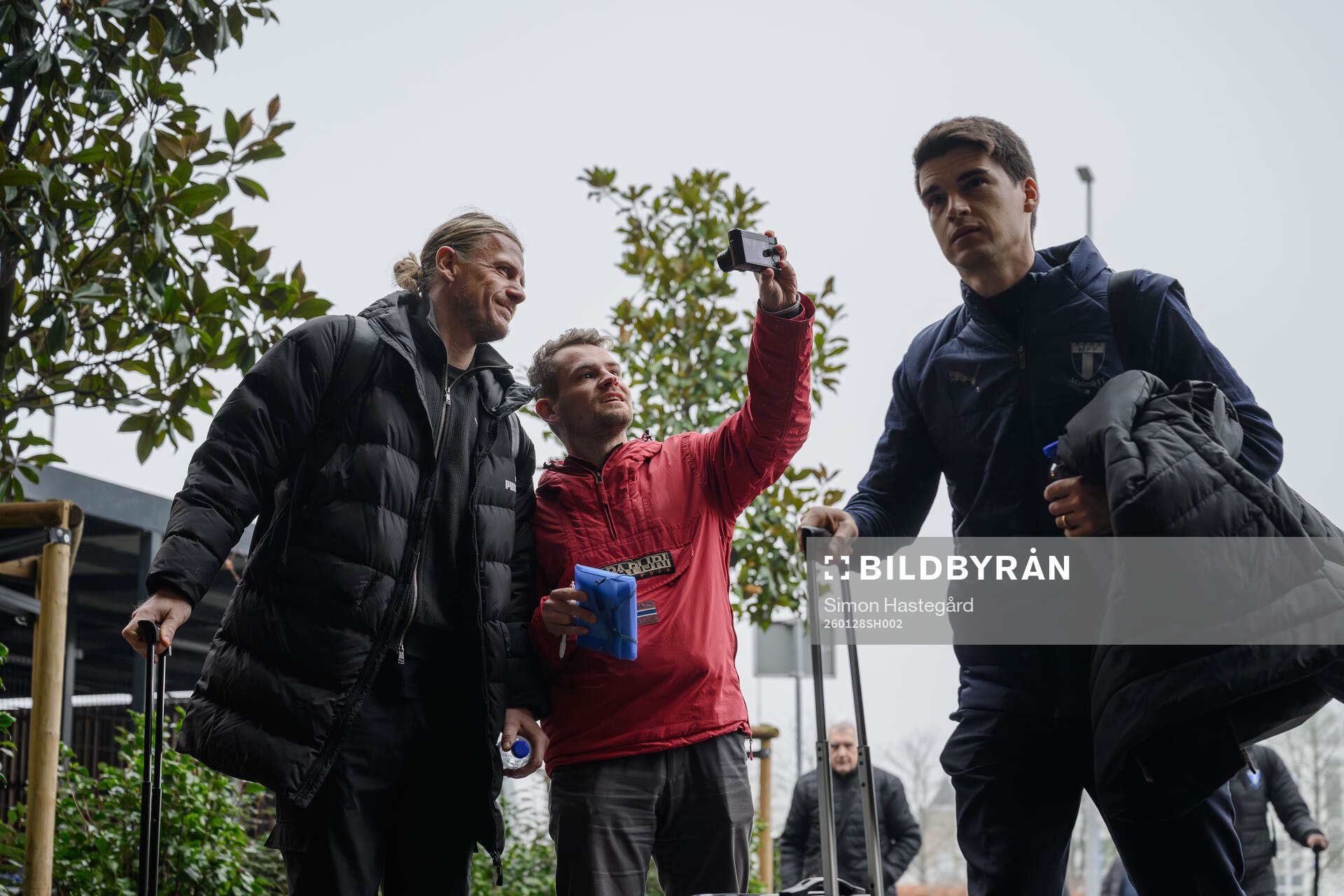 Goalkeeper Johan Dahlin of Malmö FF takes a selfie with a
