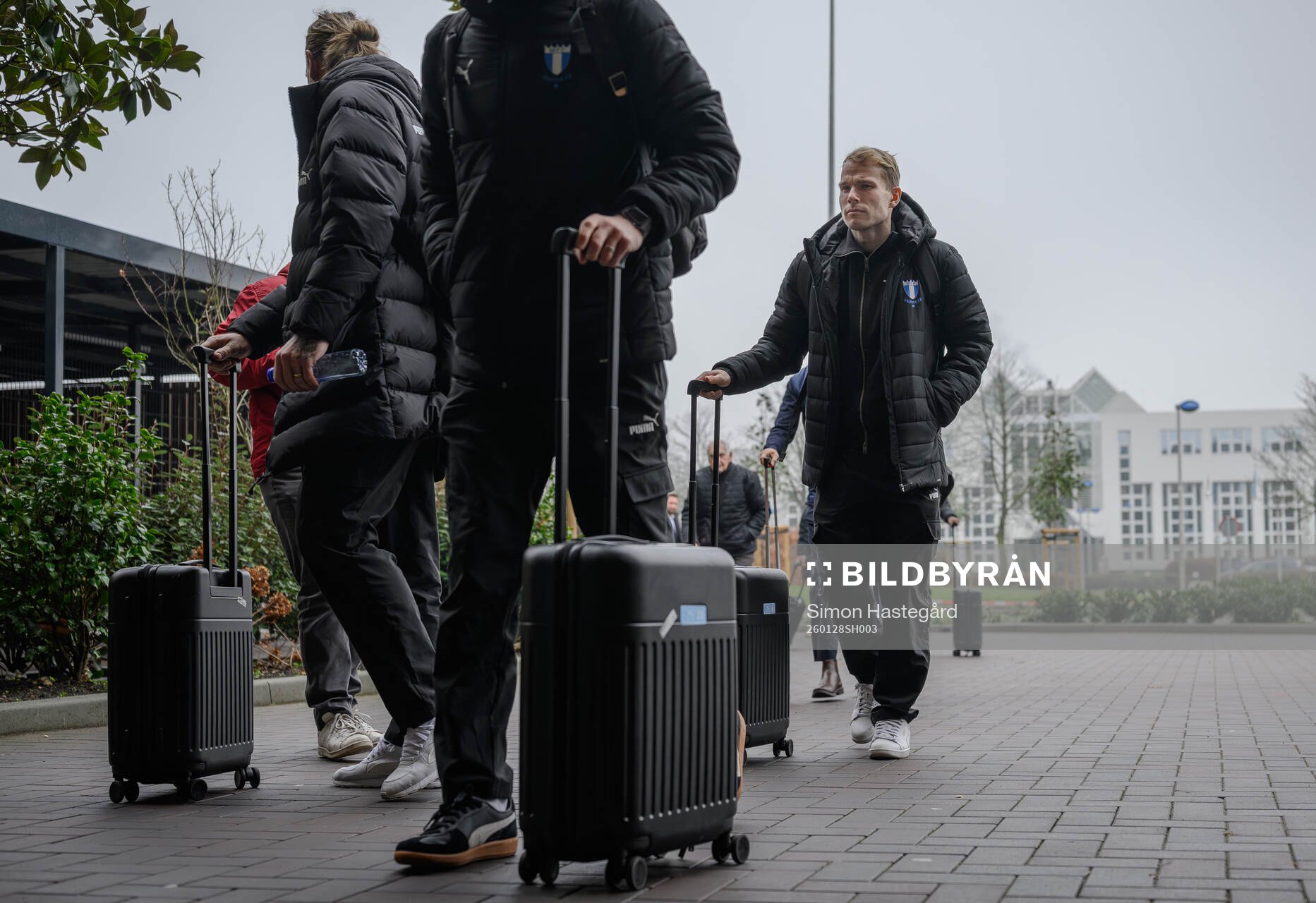 Oscar Lewicki of Malmö FF arrives at the hotel