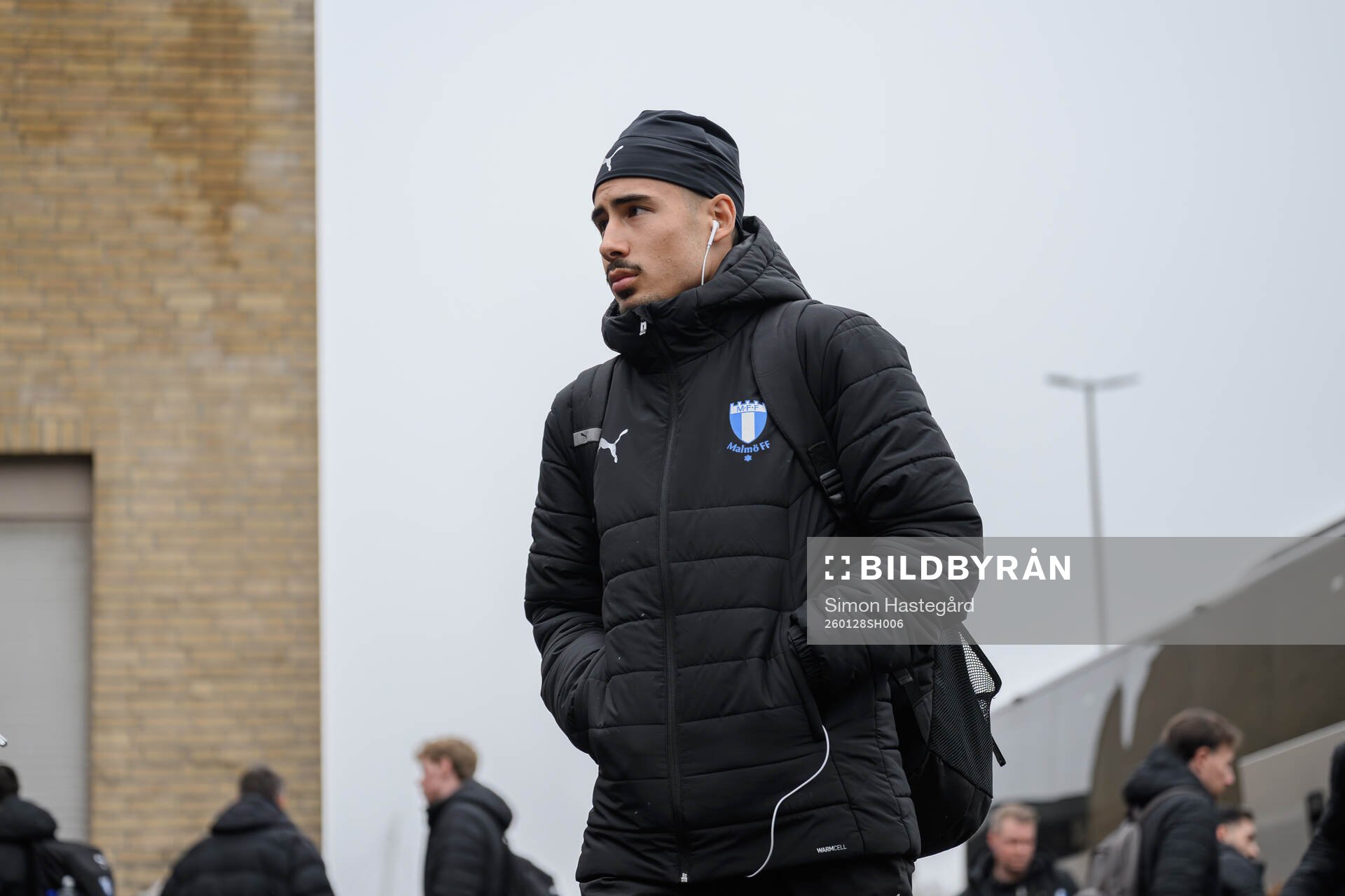 Adrian Skogmar of Malmö FF arrives at the hotel