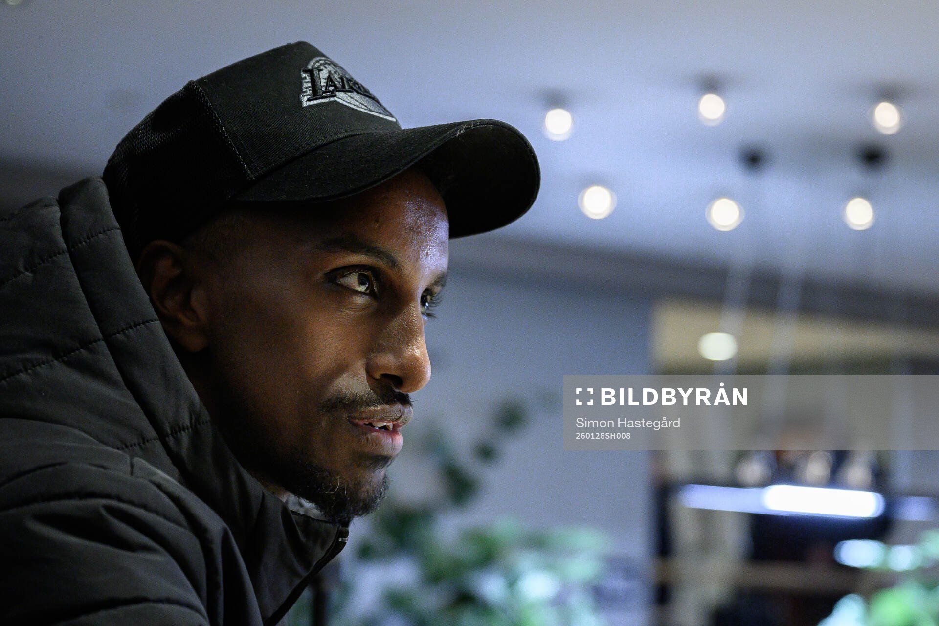 Taha Ali of Malmö FF is interviewed at the hotel