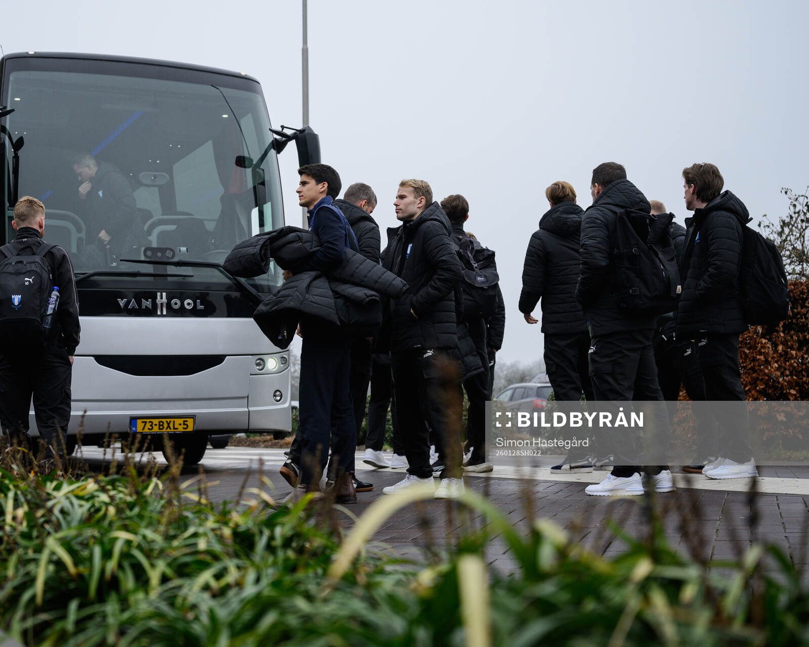 Players of Malmö FF arrive at the hotel