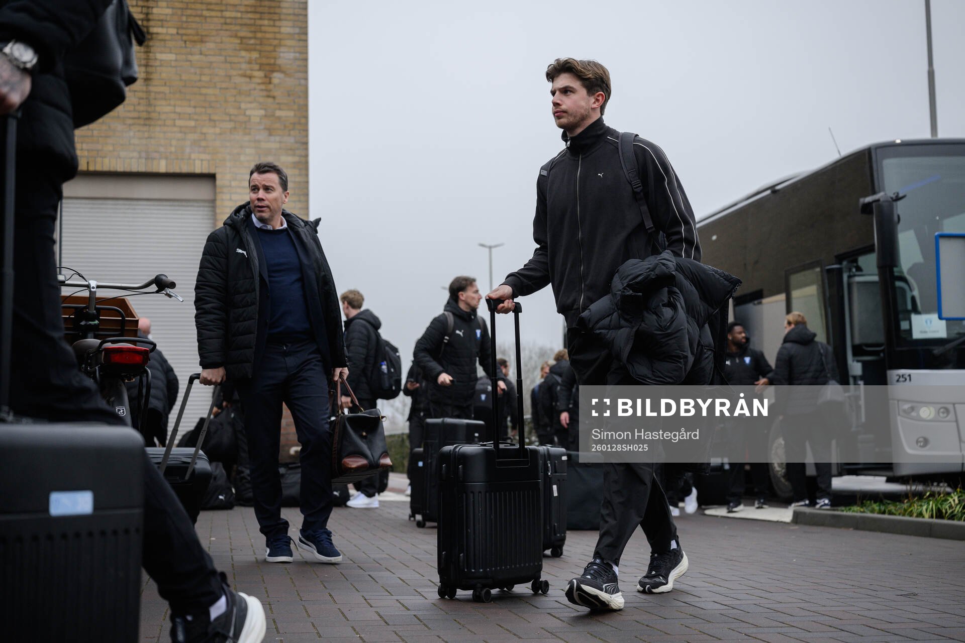 Goalkeeper Melker Ellborg of Malmö FF arrives at the hotel