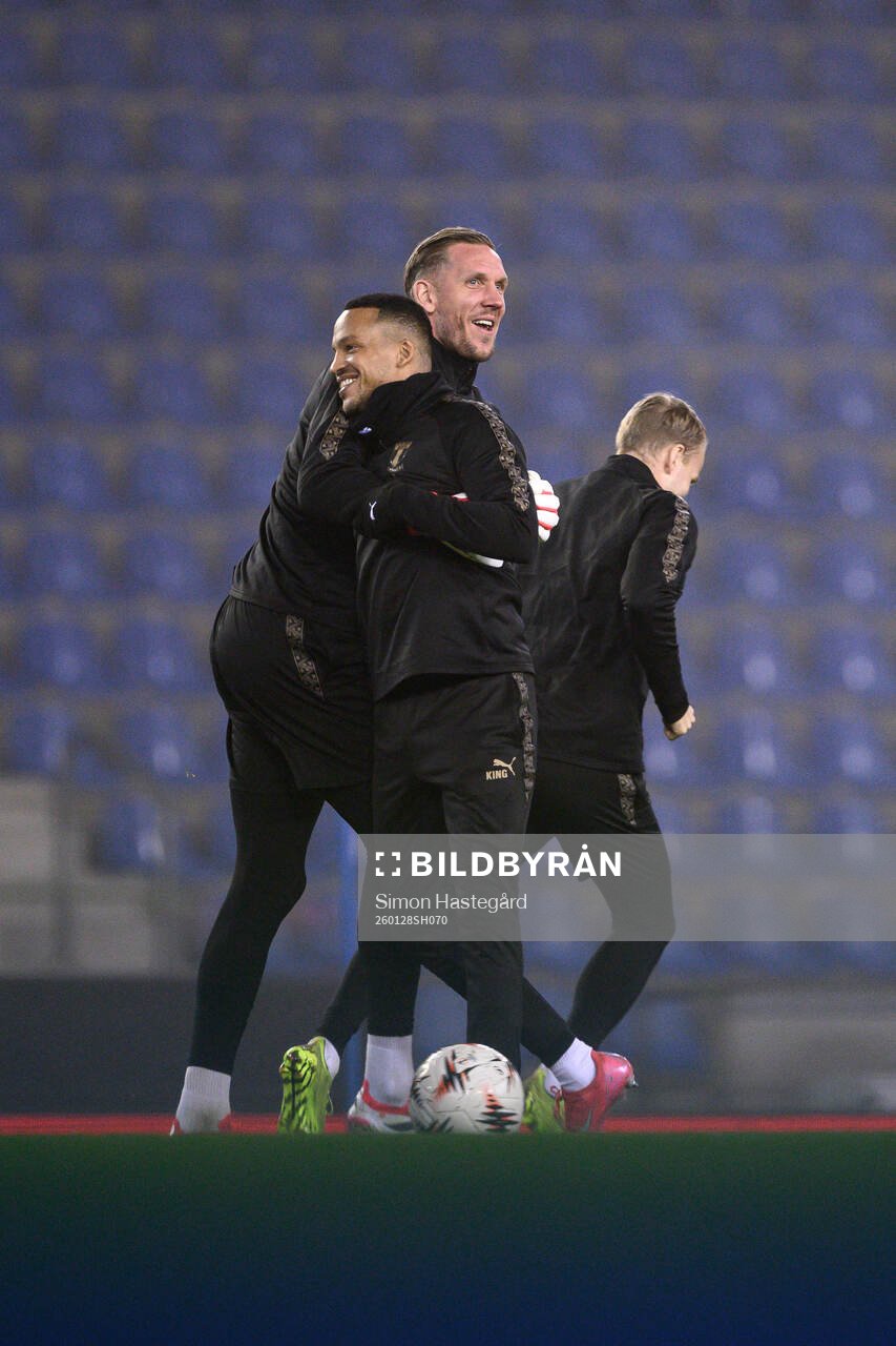 Martin Olsson and goalkeeper Robin Olsen