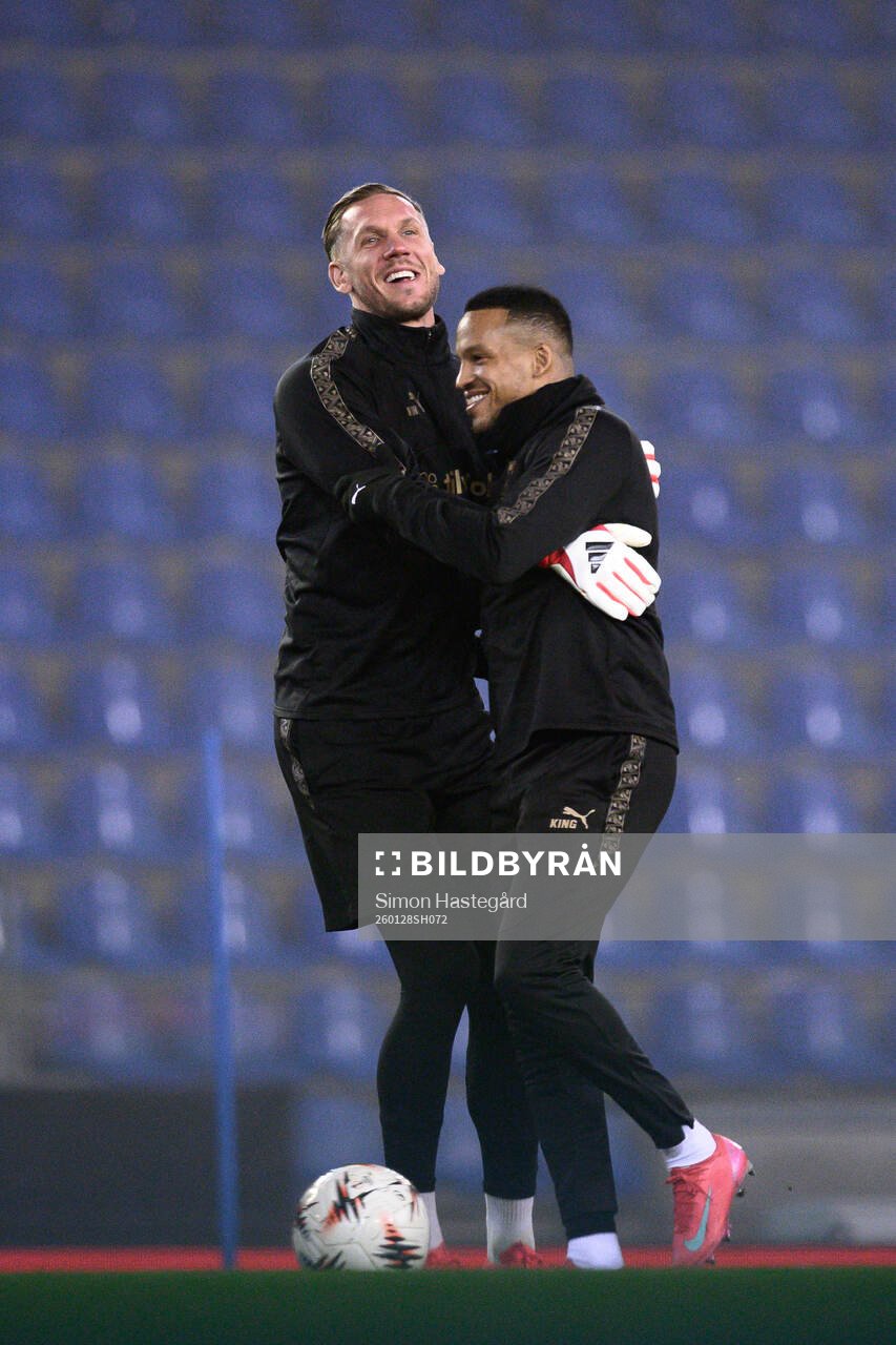 Martin Olsson and goalkeeper Robin Olsen