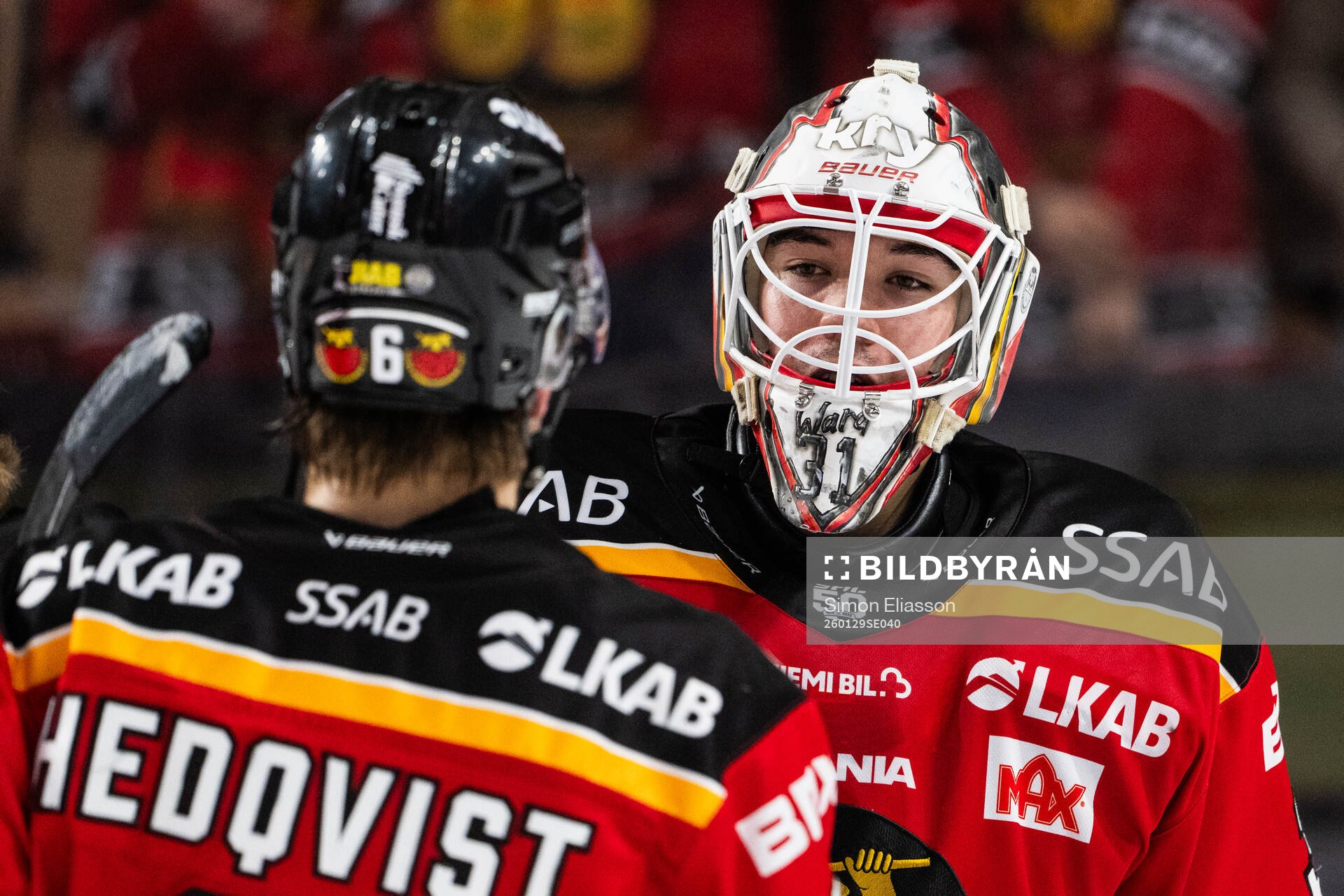 Luleås målvakt Matteus Ward jublar