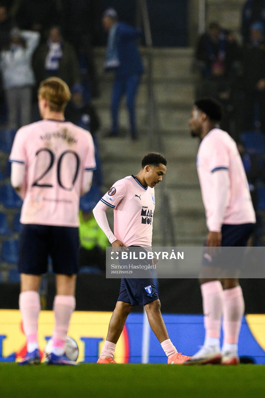Theodor Lundbergh of Malmö FF looks dejected