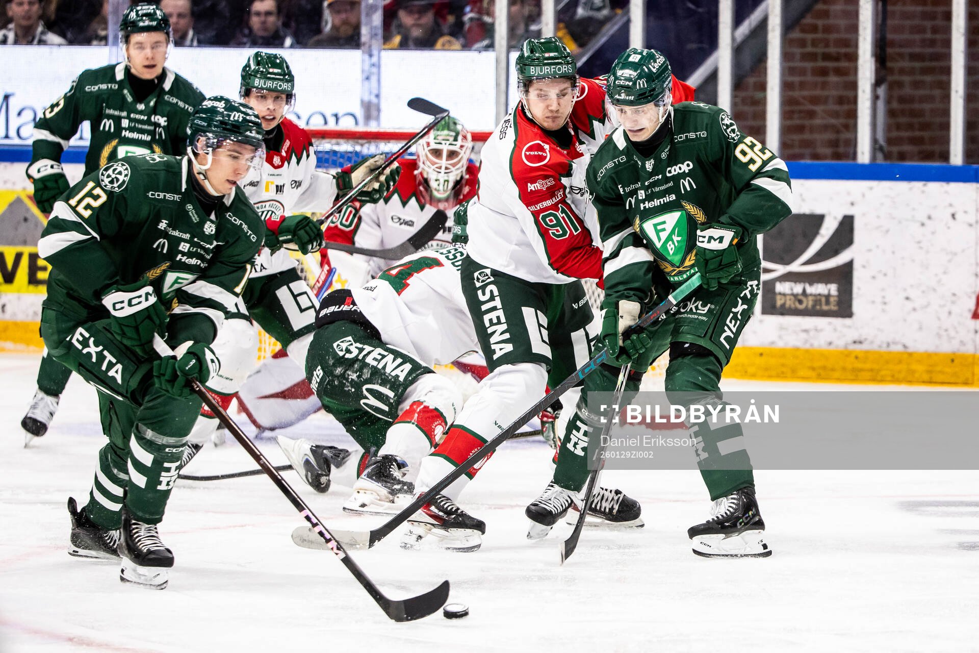 Färjestads Christoffer Jansson och Frölundas Gian Meier