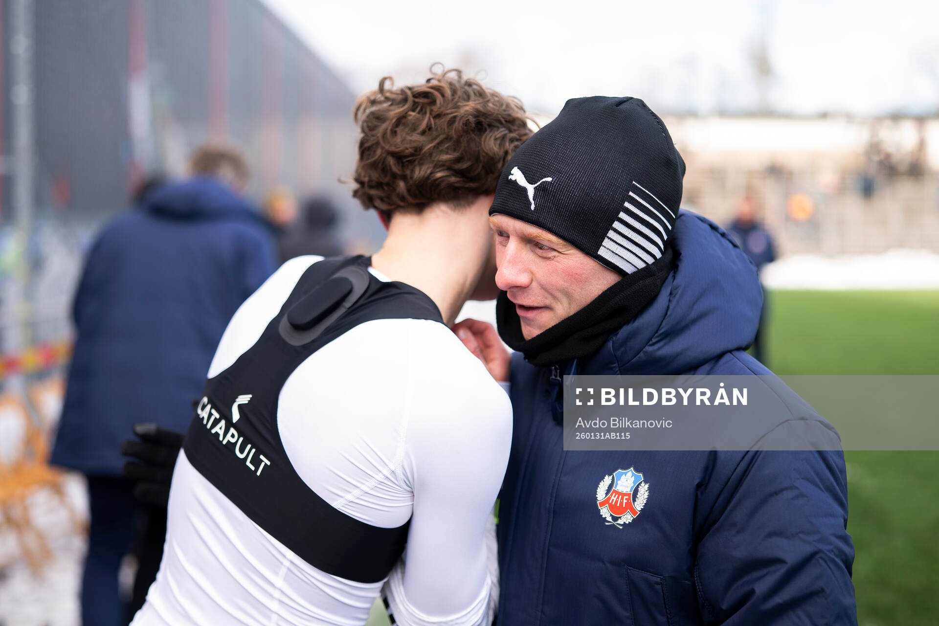 Helsingborgs Lucas Landgren Persson och manager Stevie