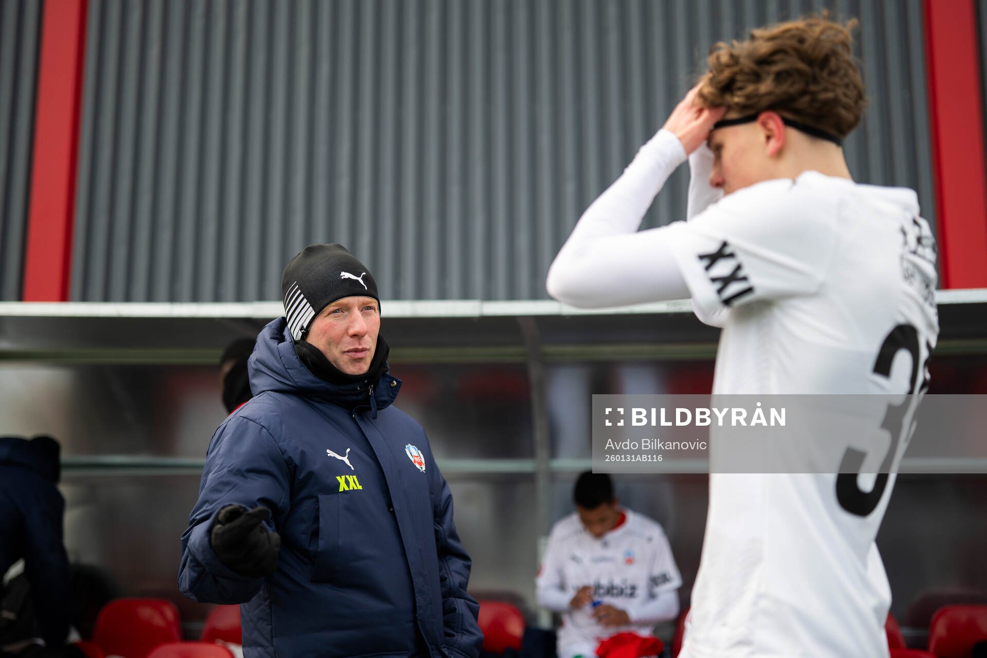 Helsingborgs Lucas Landgren Persson och manager Stevie
