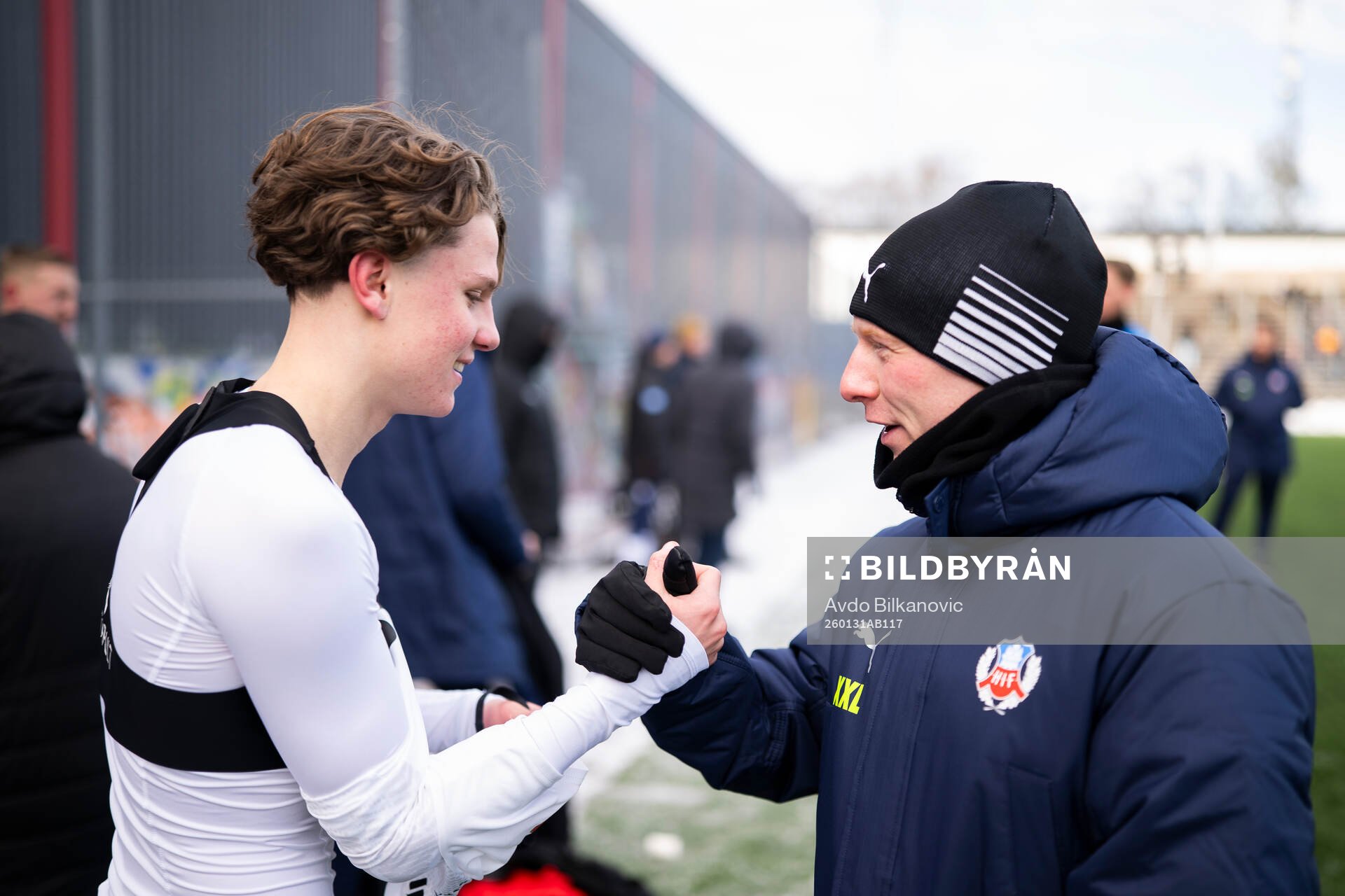 Helsingborgs Lucas Landgren Persson och manager Stevie